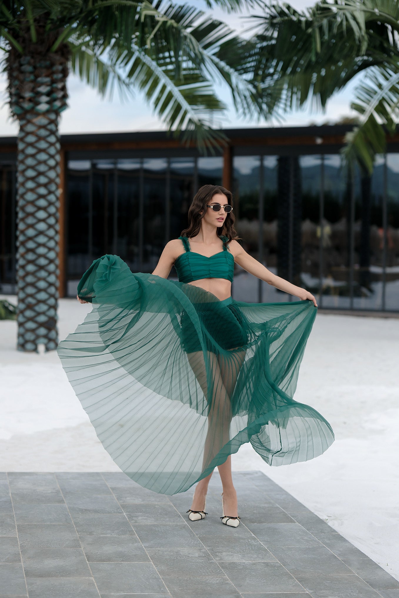 Three-piece set in dark green: Corenia