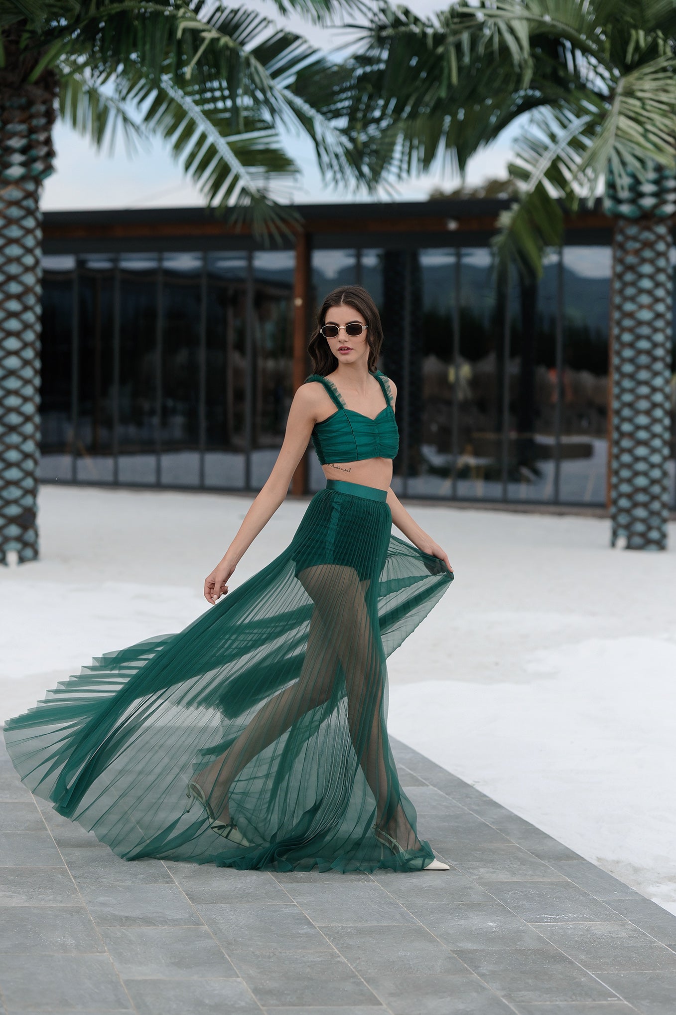 Three-piece set in dark green: Corenia