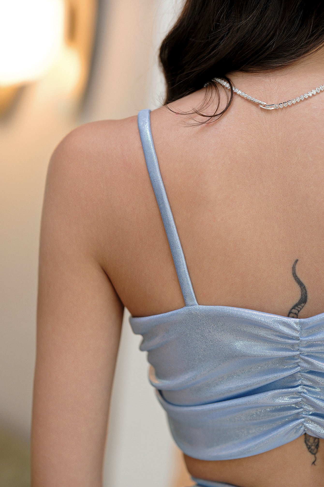 Light blue strappy top: Evelore