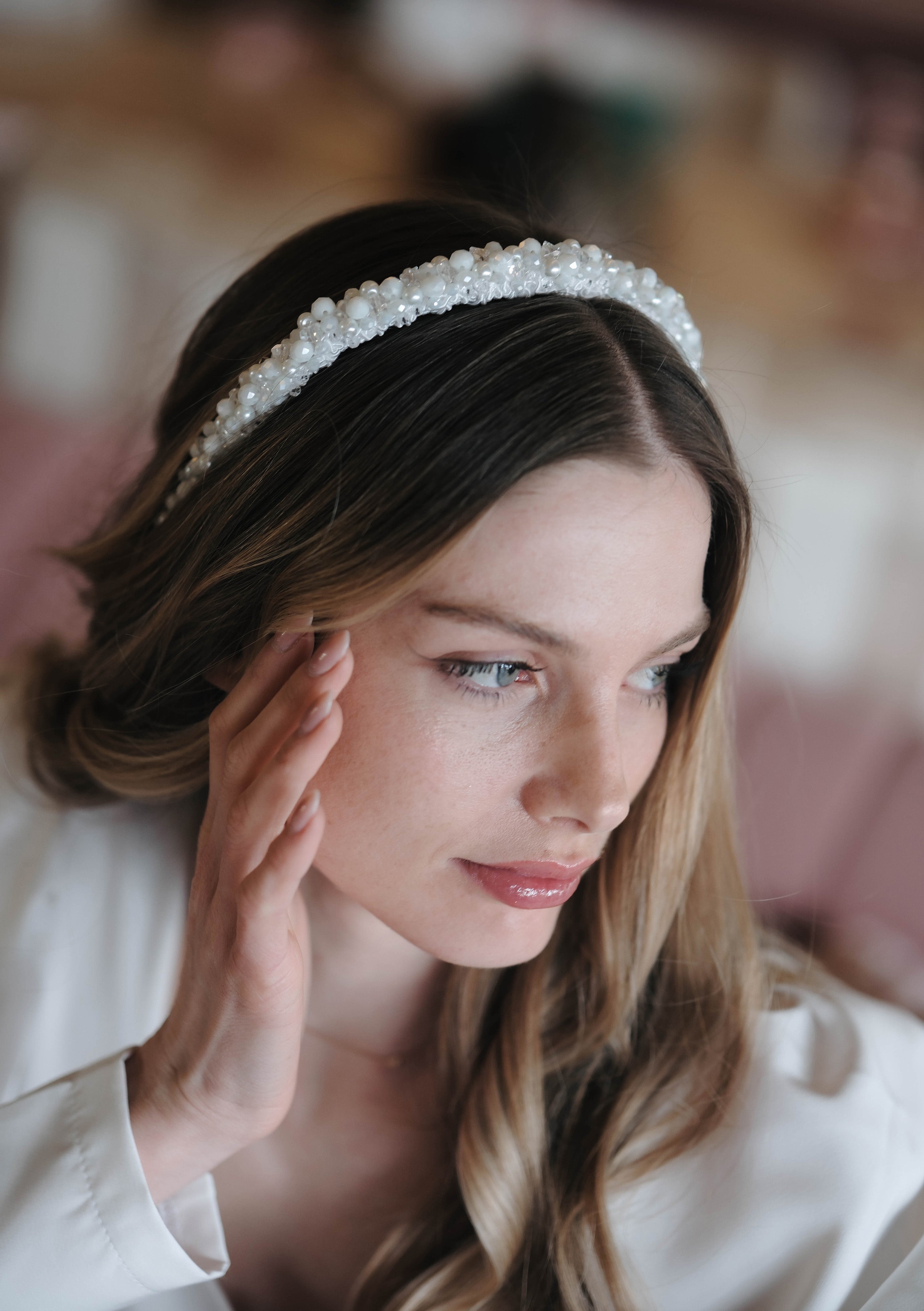Handmade tiara in white: Amoria