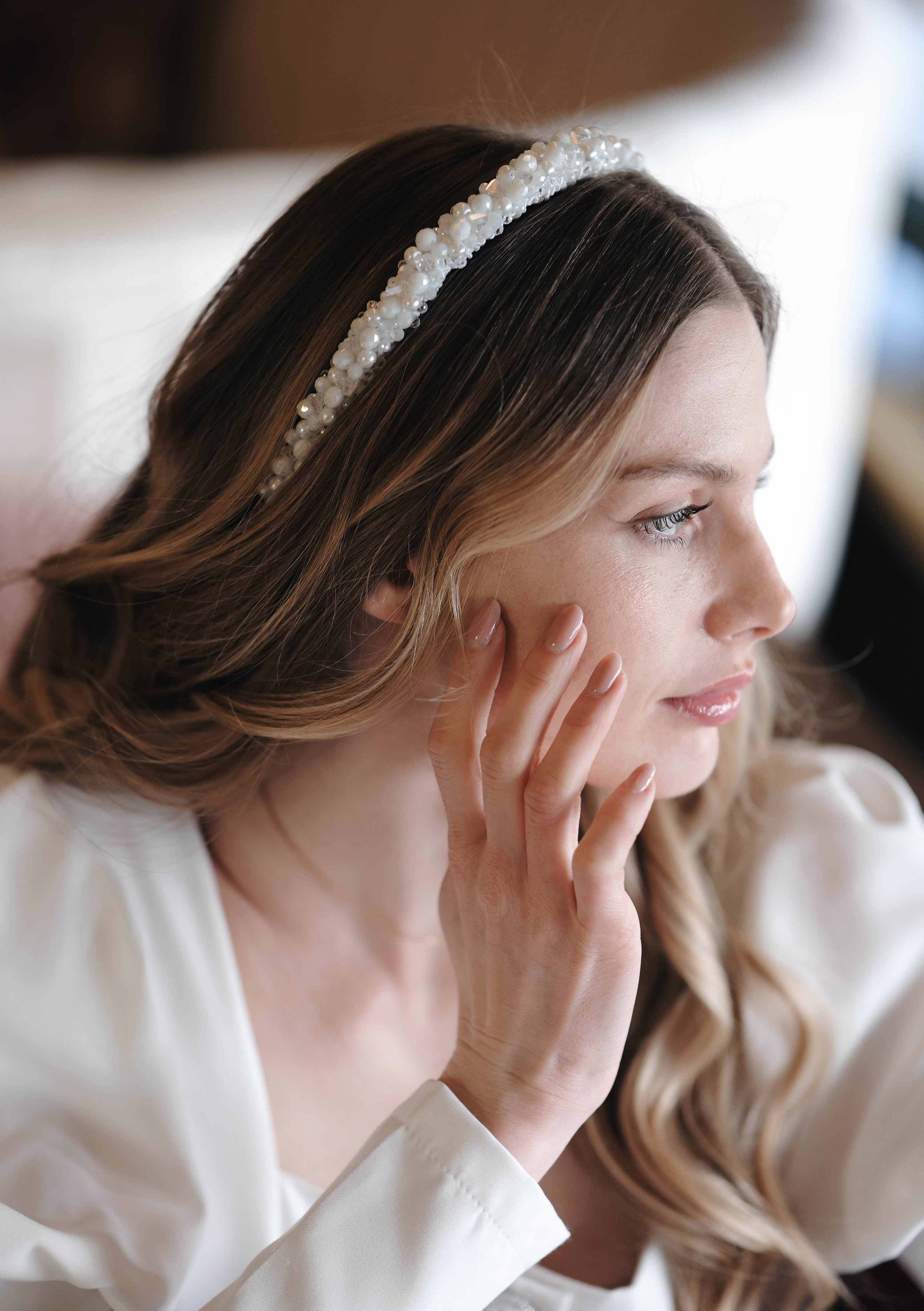 Handmade tiara in white: Amoria