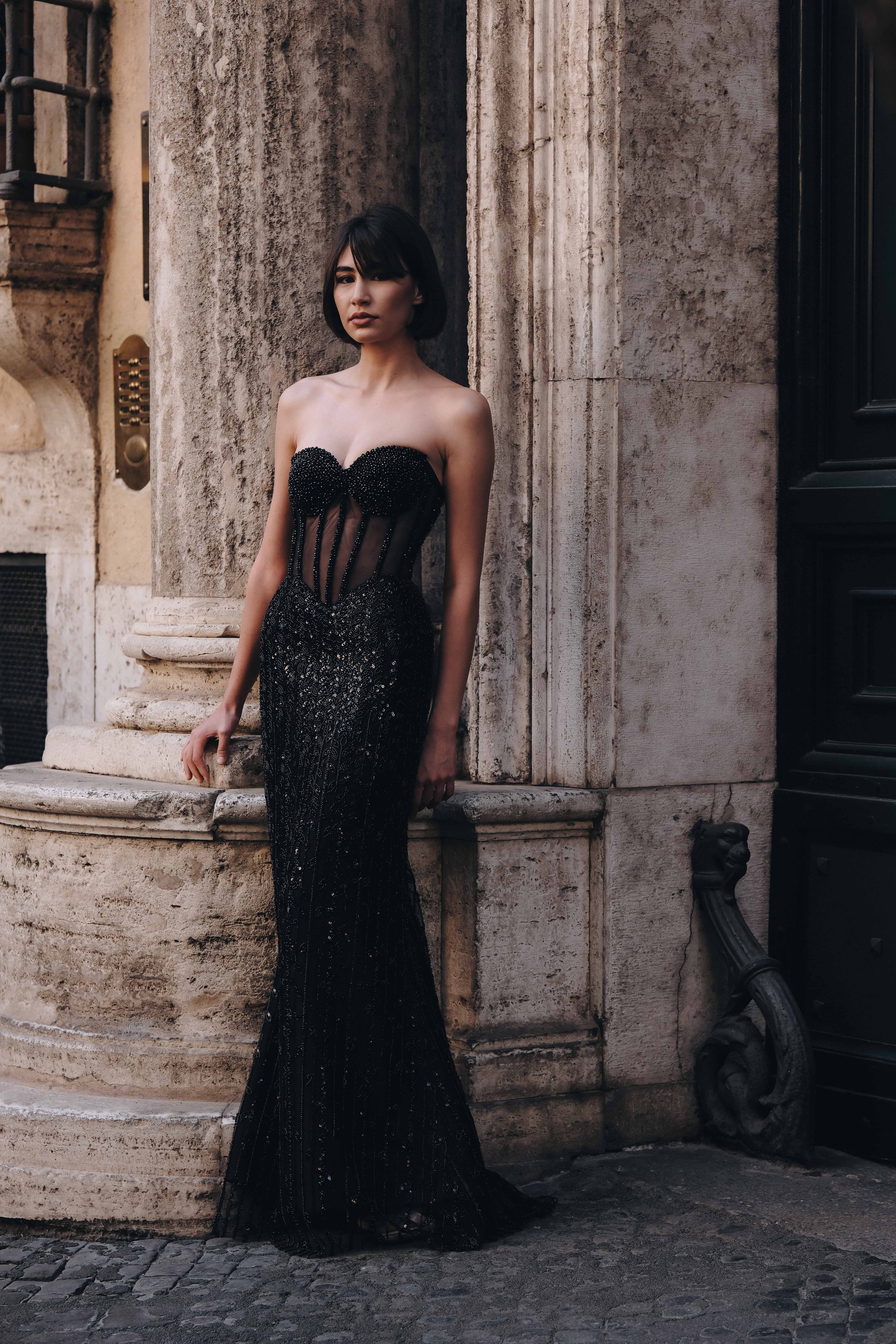 Elegant corset dress in black: Fioretta