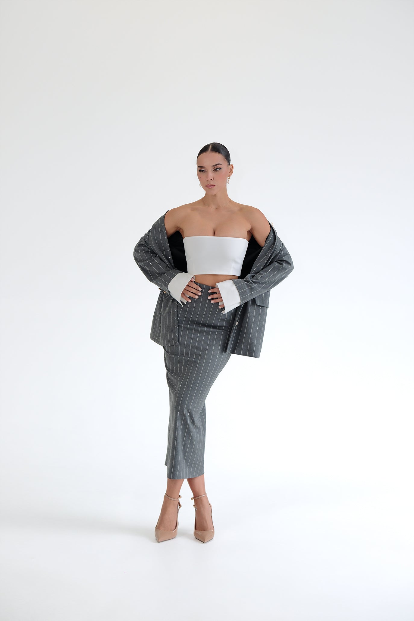 Костюм с пола молив в сиво: Atanasia