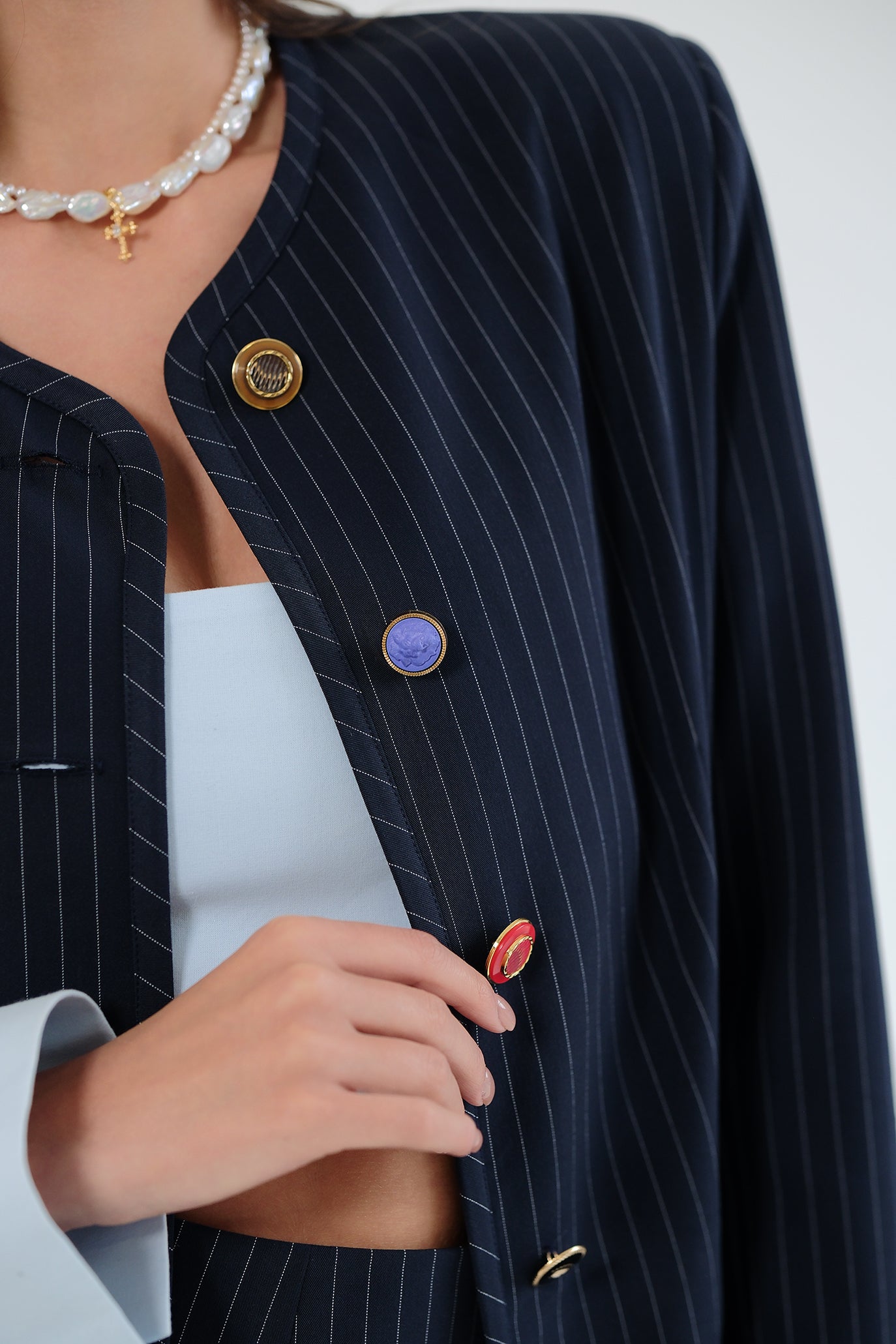 Костюм с пола молив в тъмносиньо: Atanasia