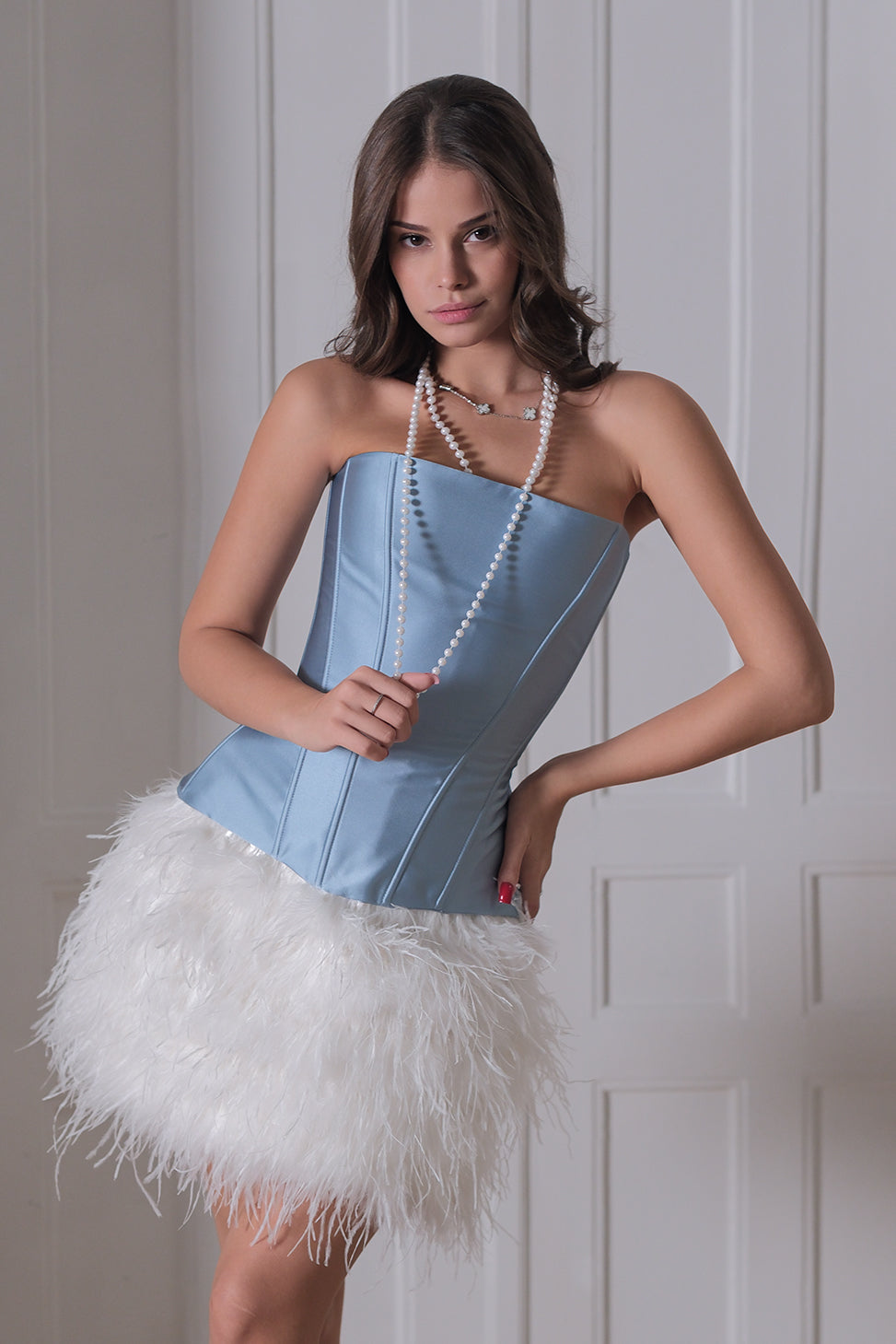 Сатенен корсет в синьо: Dioris