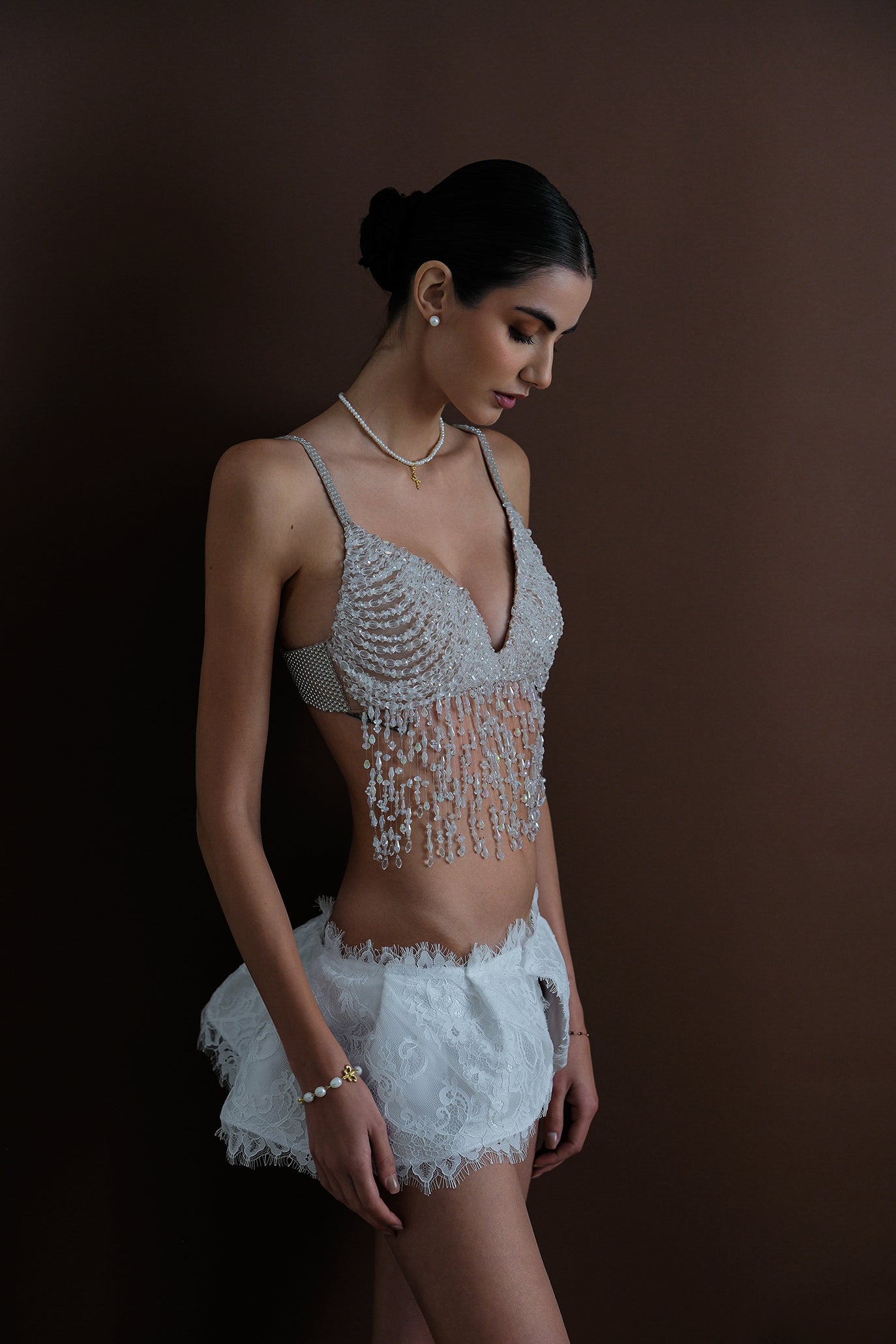 Ръчно изработен топ с висящи кристали: Mirela