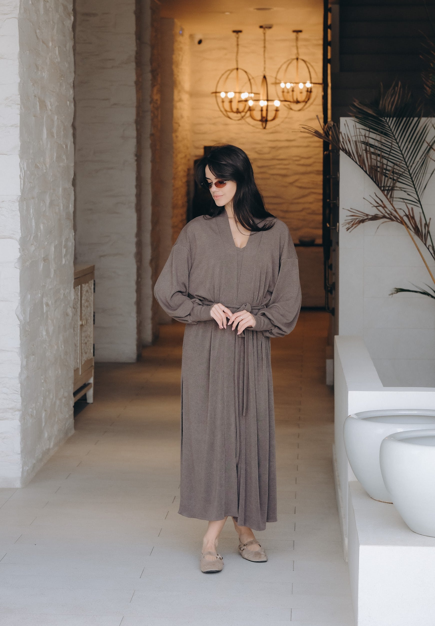 Рокля и жилетка в кафяво: Amoria Soft