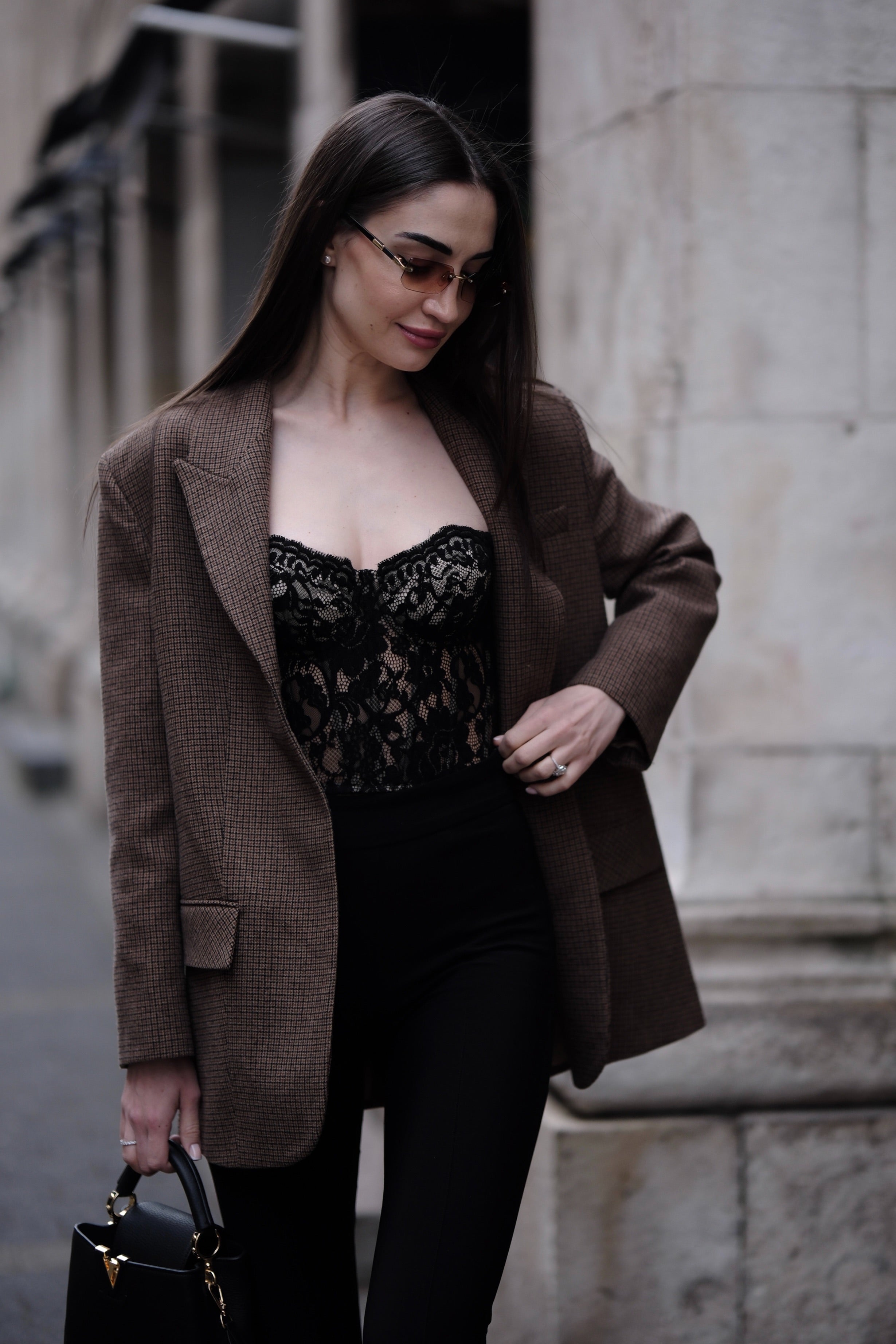 Short corset from premium collection in black: Arabesque 