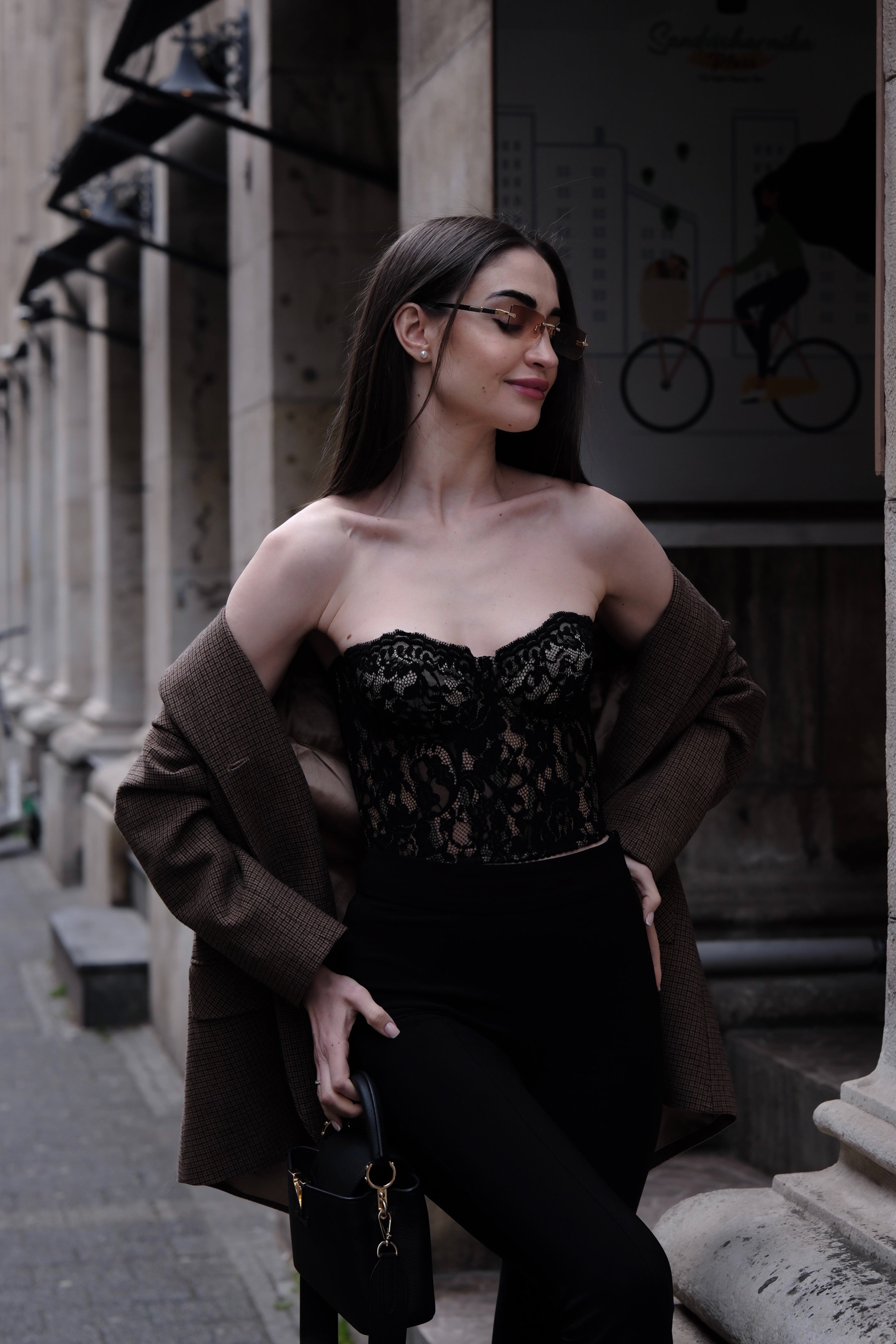 Short corset from premium collection in black: Arabesque 