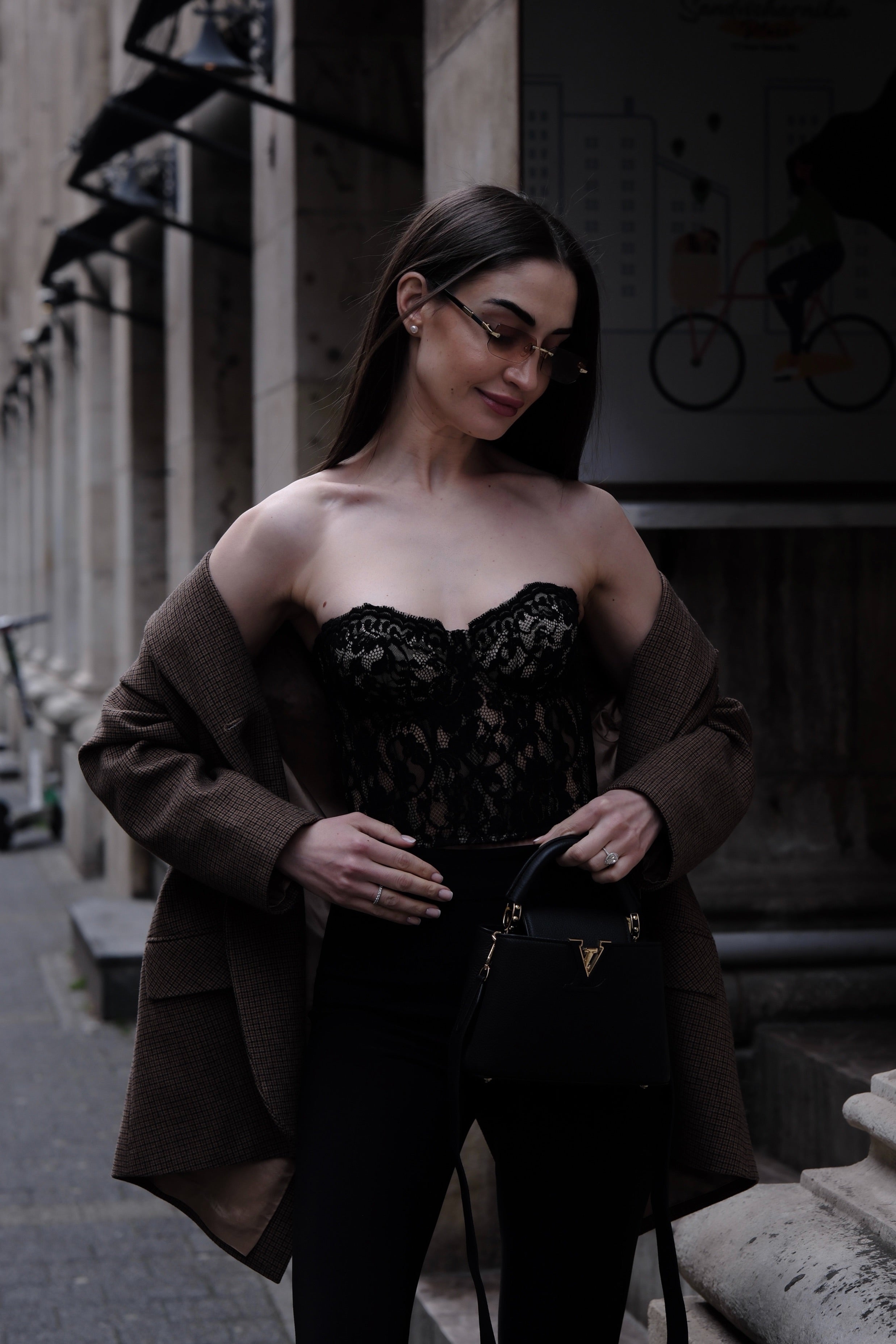 Short corset from premium collection in black: Arabesque 