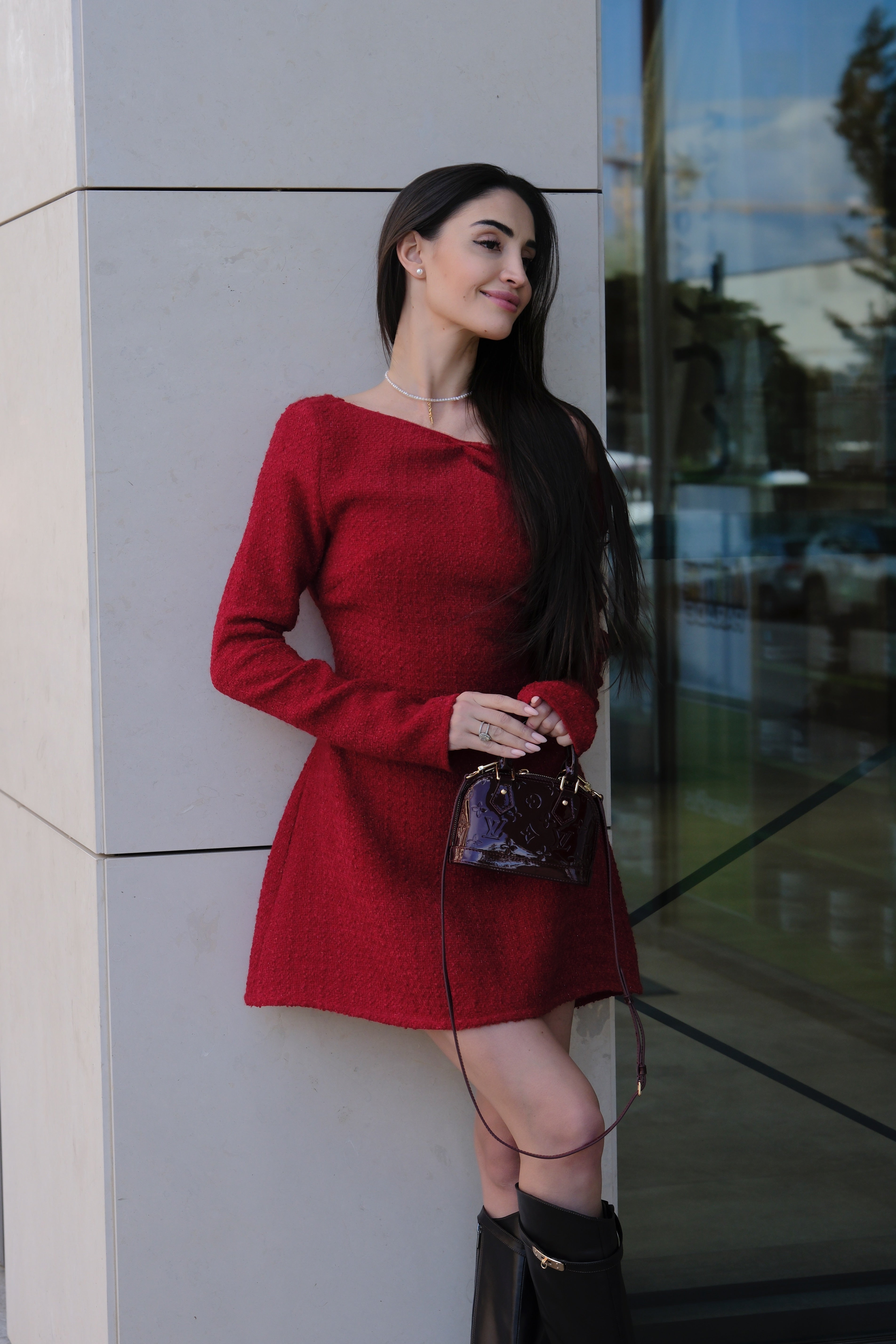 Къса топла рокля в червено: Shannel