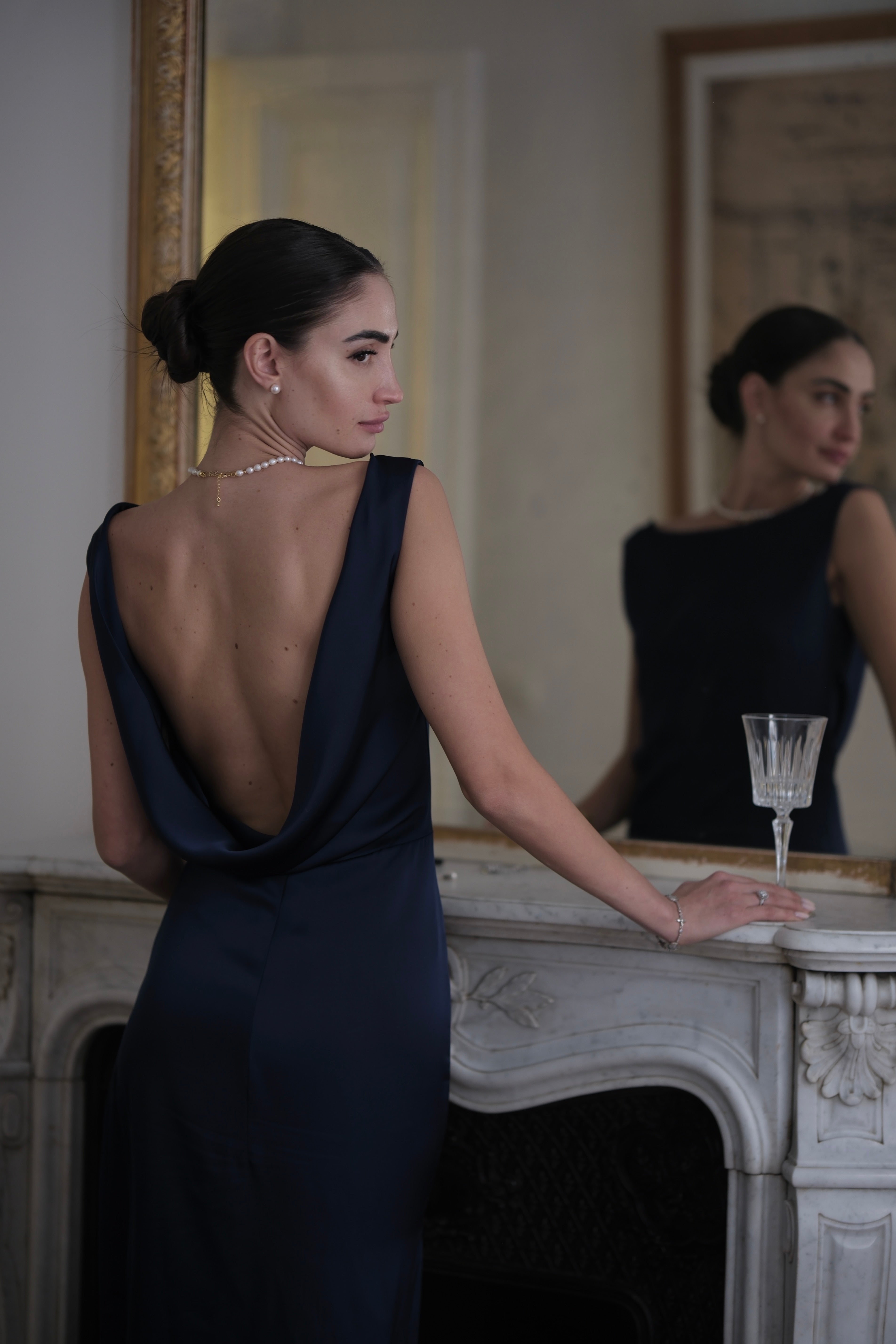 Дълга елегантна рокля в тъмносиньо: Sena