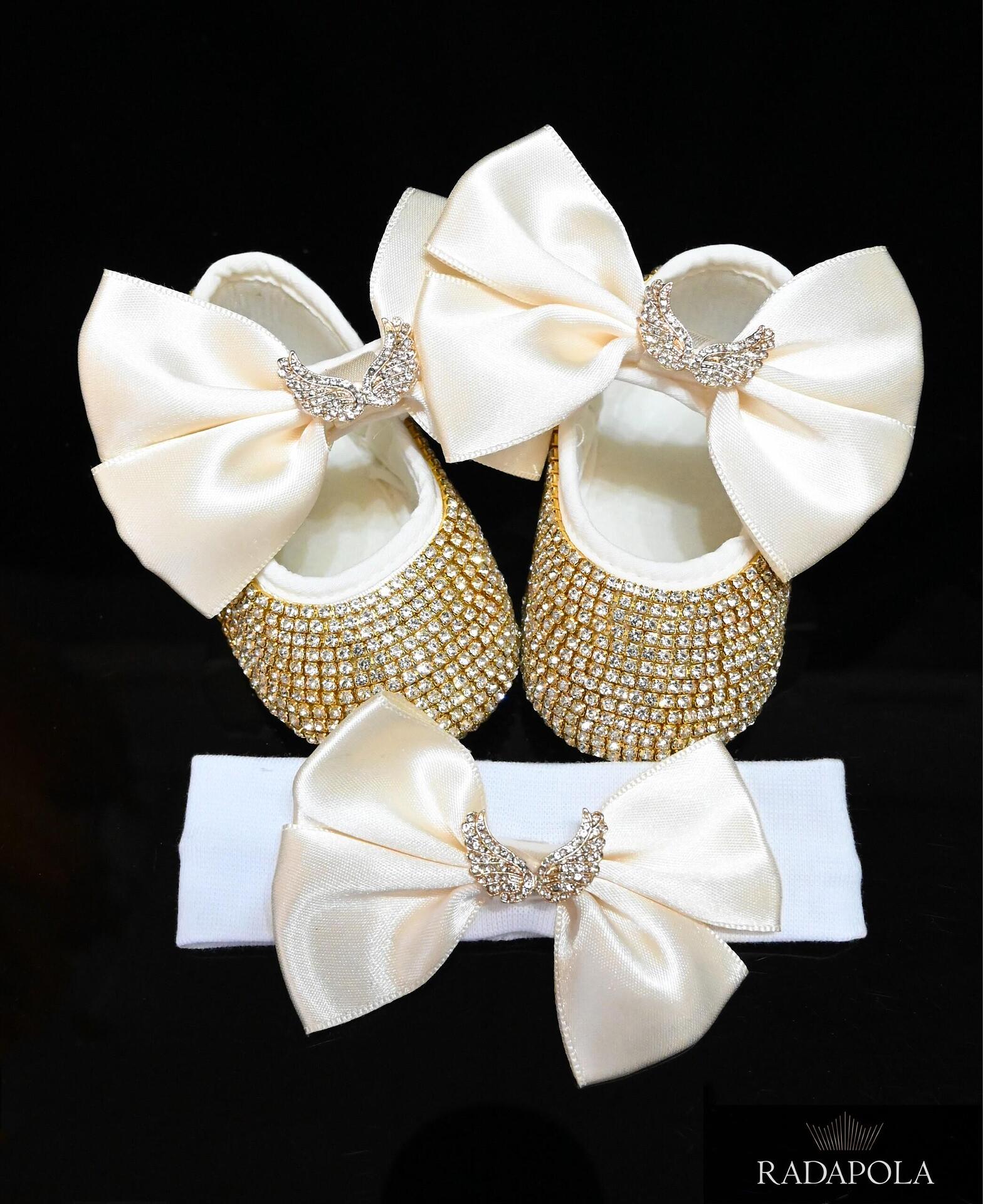 Baby shoes set with headband: Angel