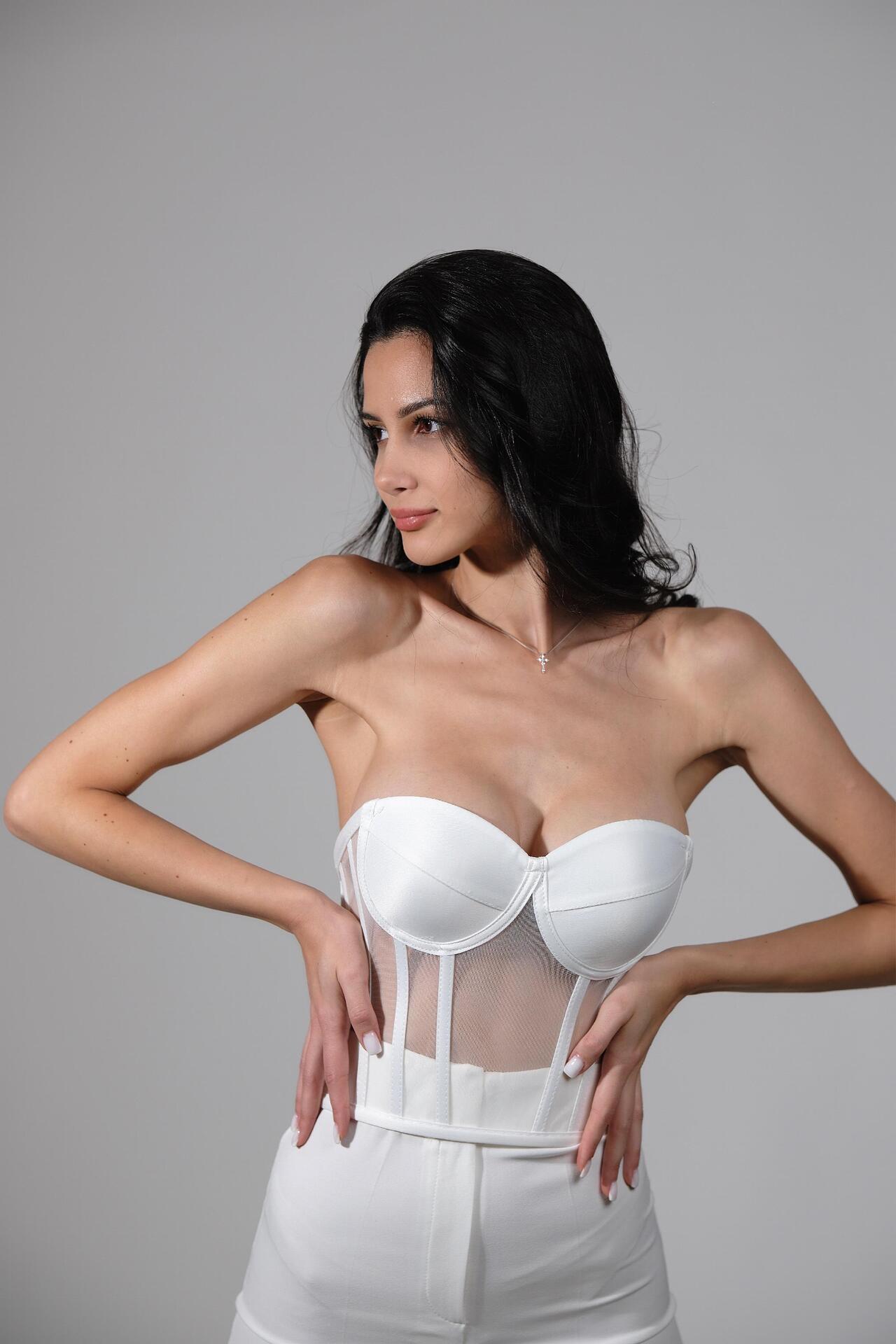 White short sheer corset: White Mist