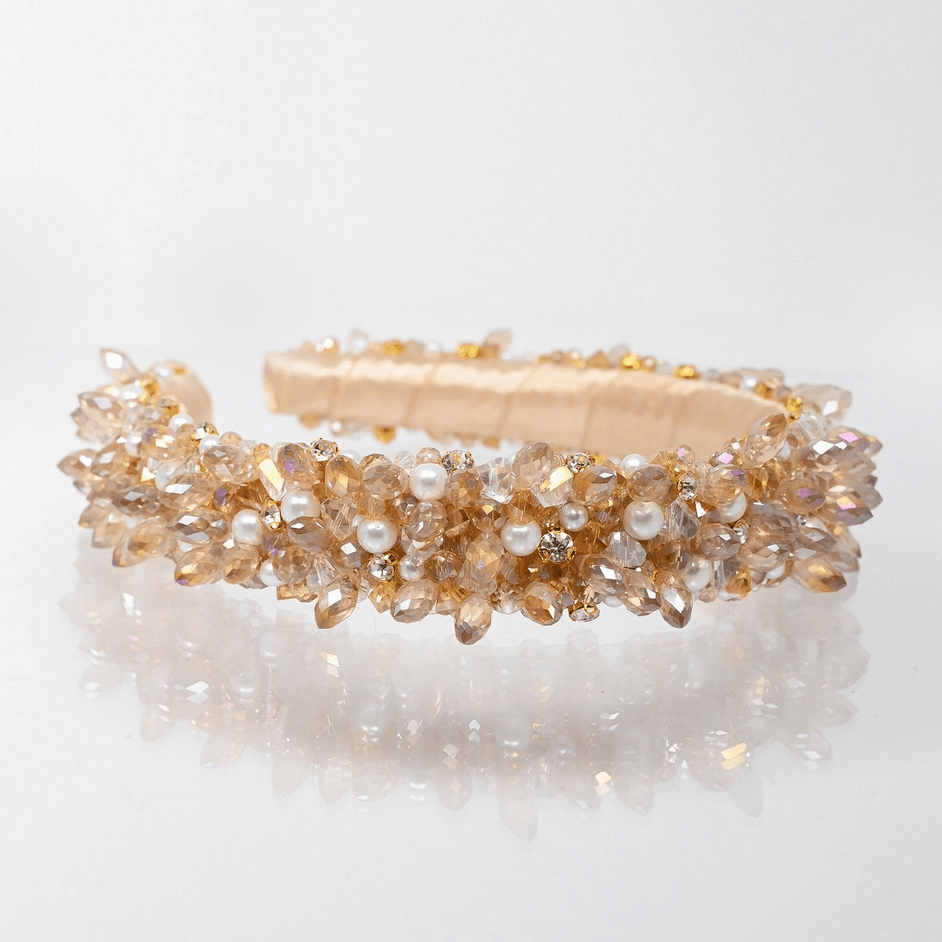 Beige tiara with crystals