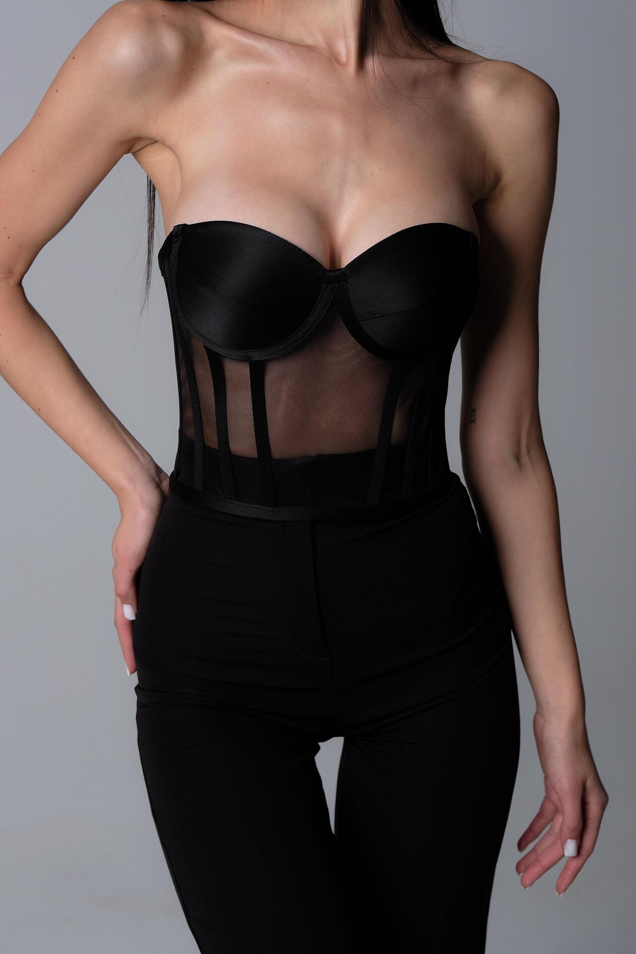 Black short sheer corset: Black Mist