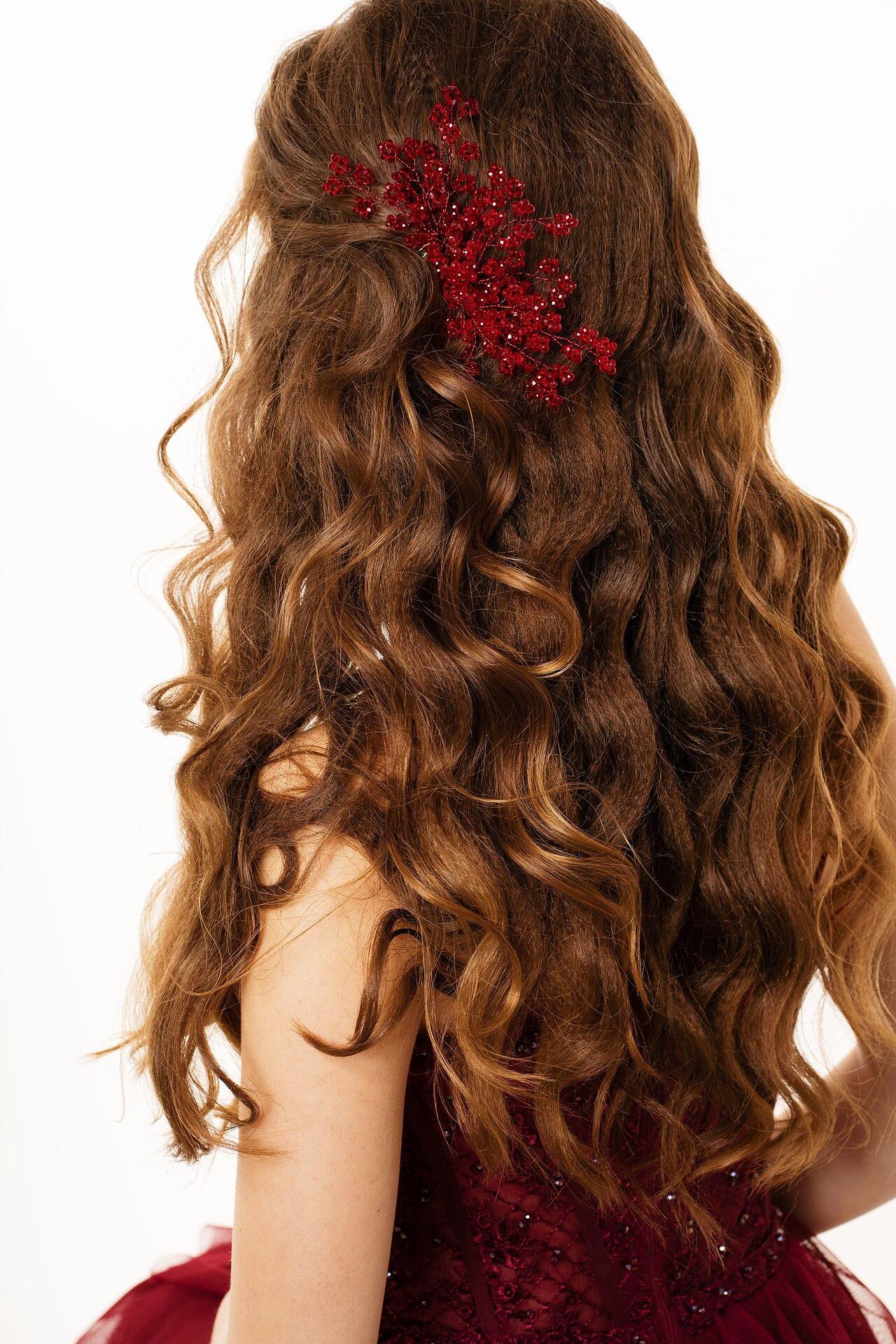 Red accessory with beads