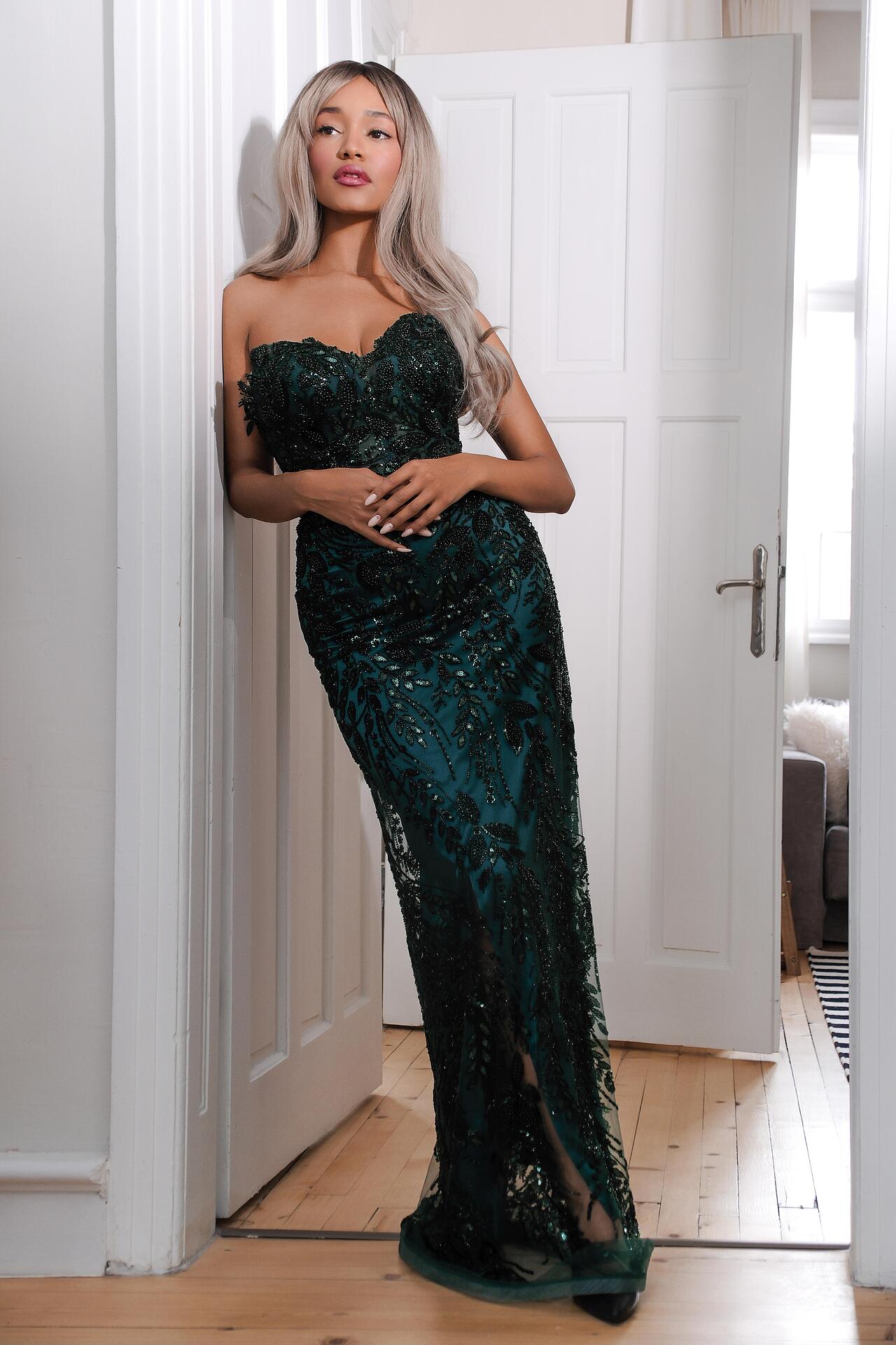 Lace olive green dress: Riley 
