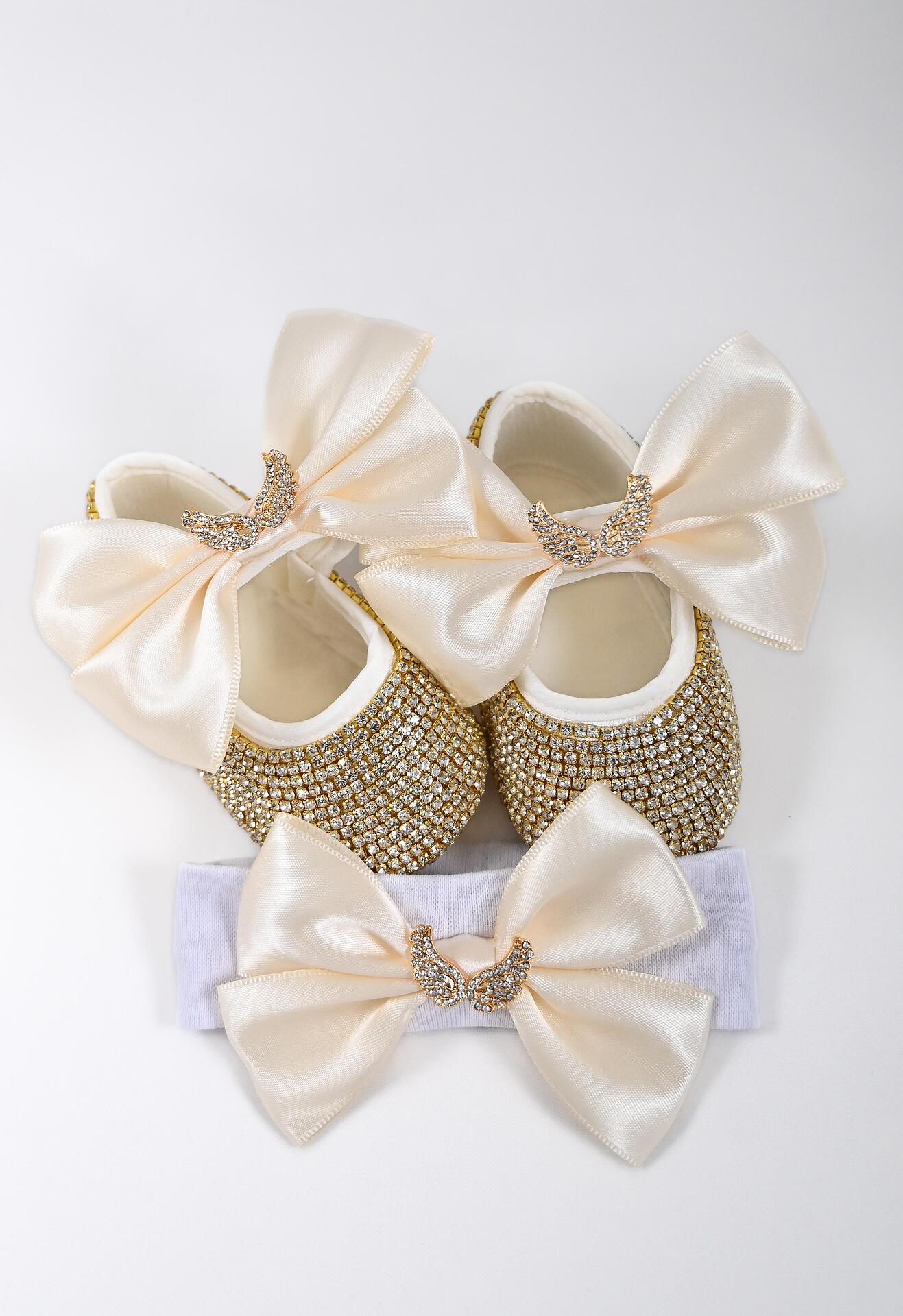 Baby shoes set with headband: Angel