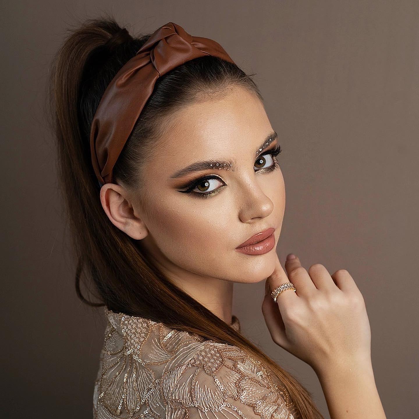 Eco-leather headband: Brown Leather
