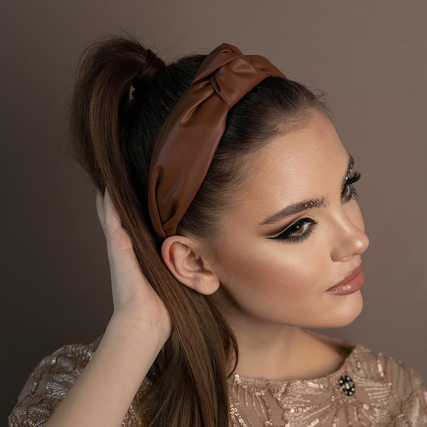Eco-leather headband: Brown Leather