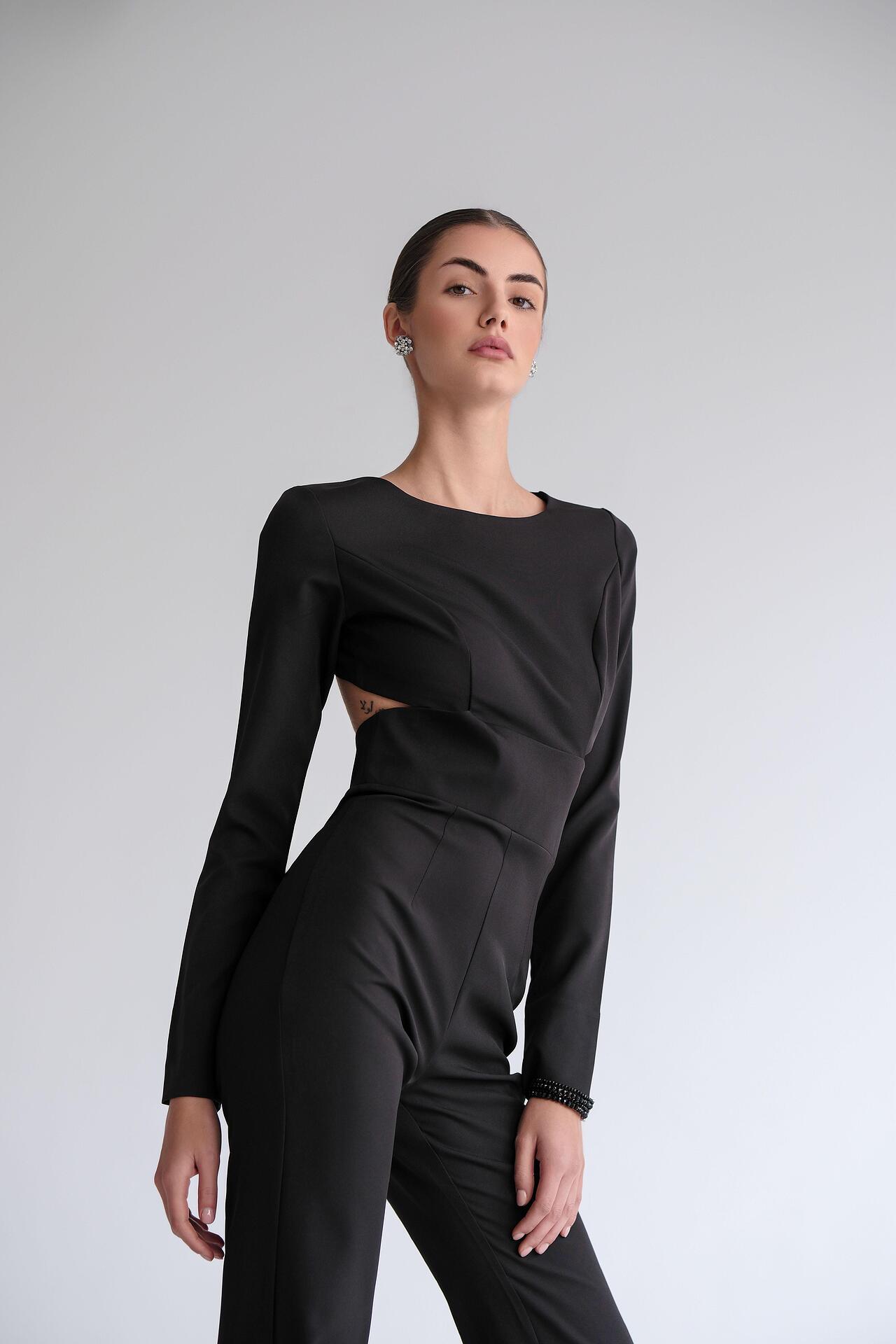 Georgette jumpsuit in black: Reign