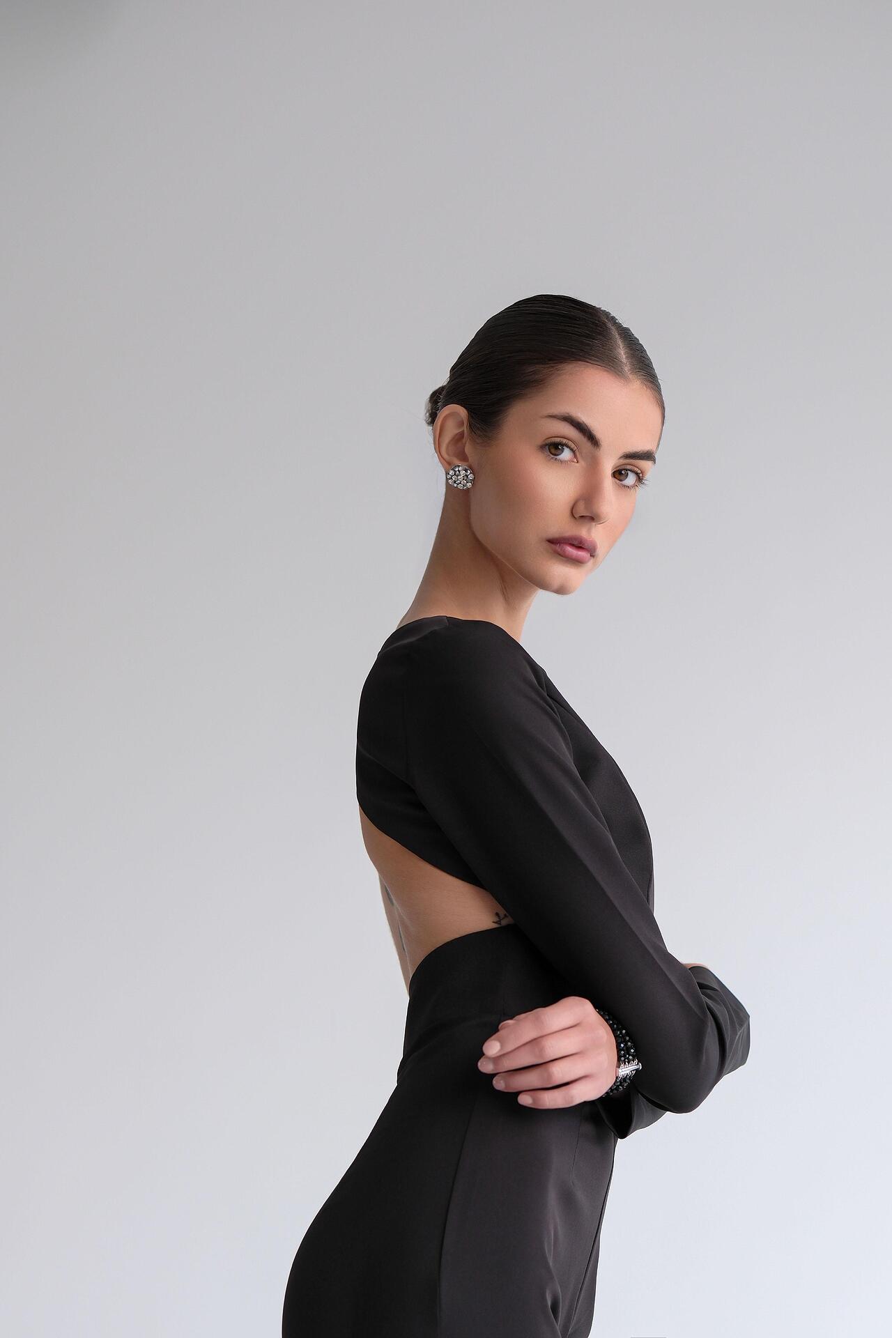 Georgette jumpsuit in black: Reign