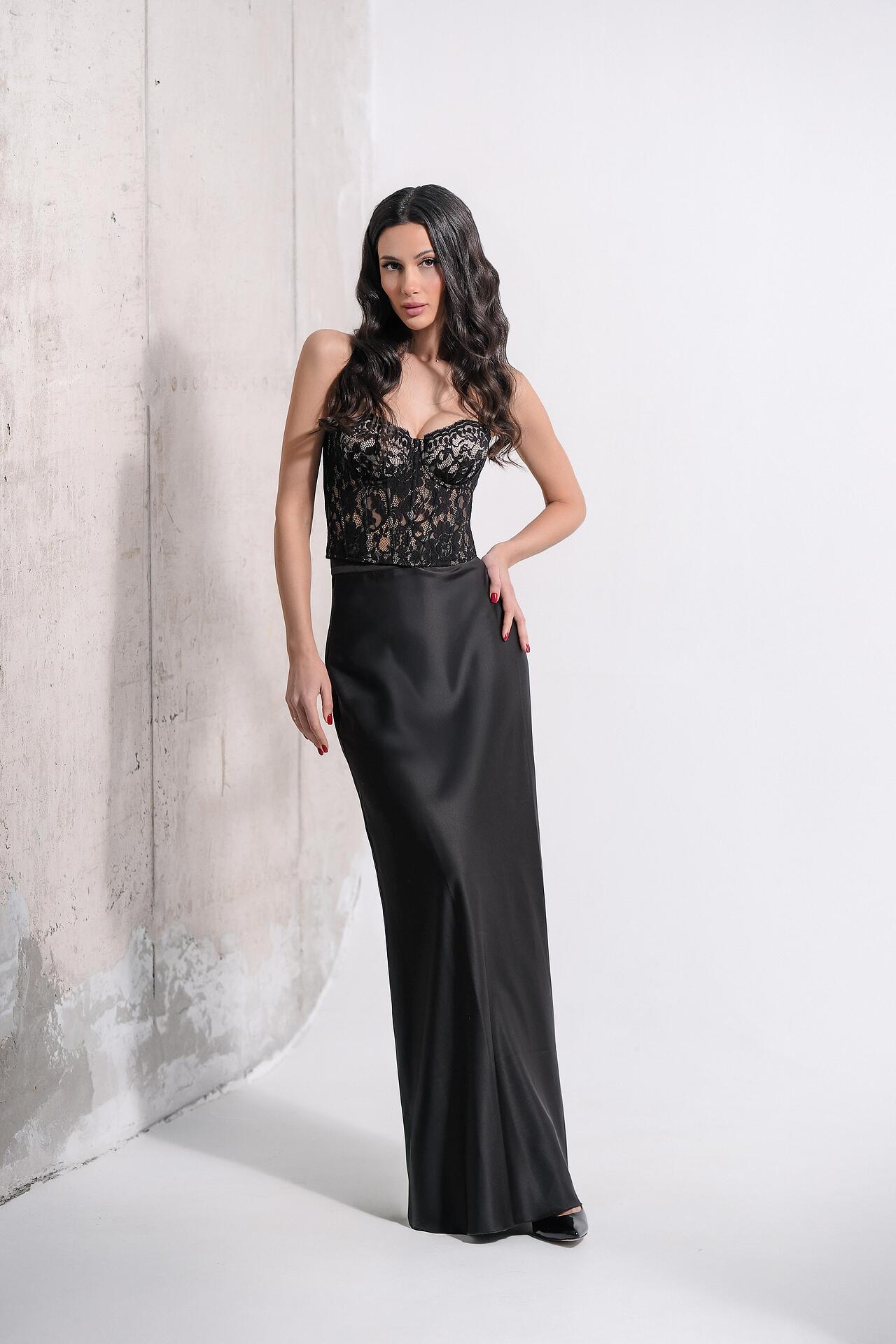 Short corset from premium collection in black: Arabesque 