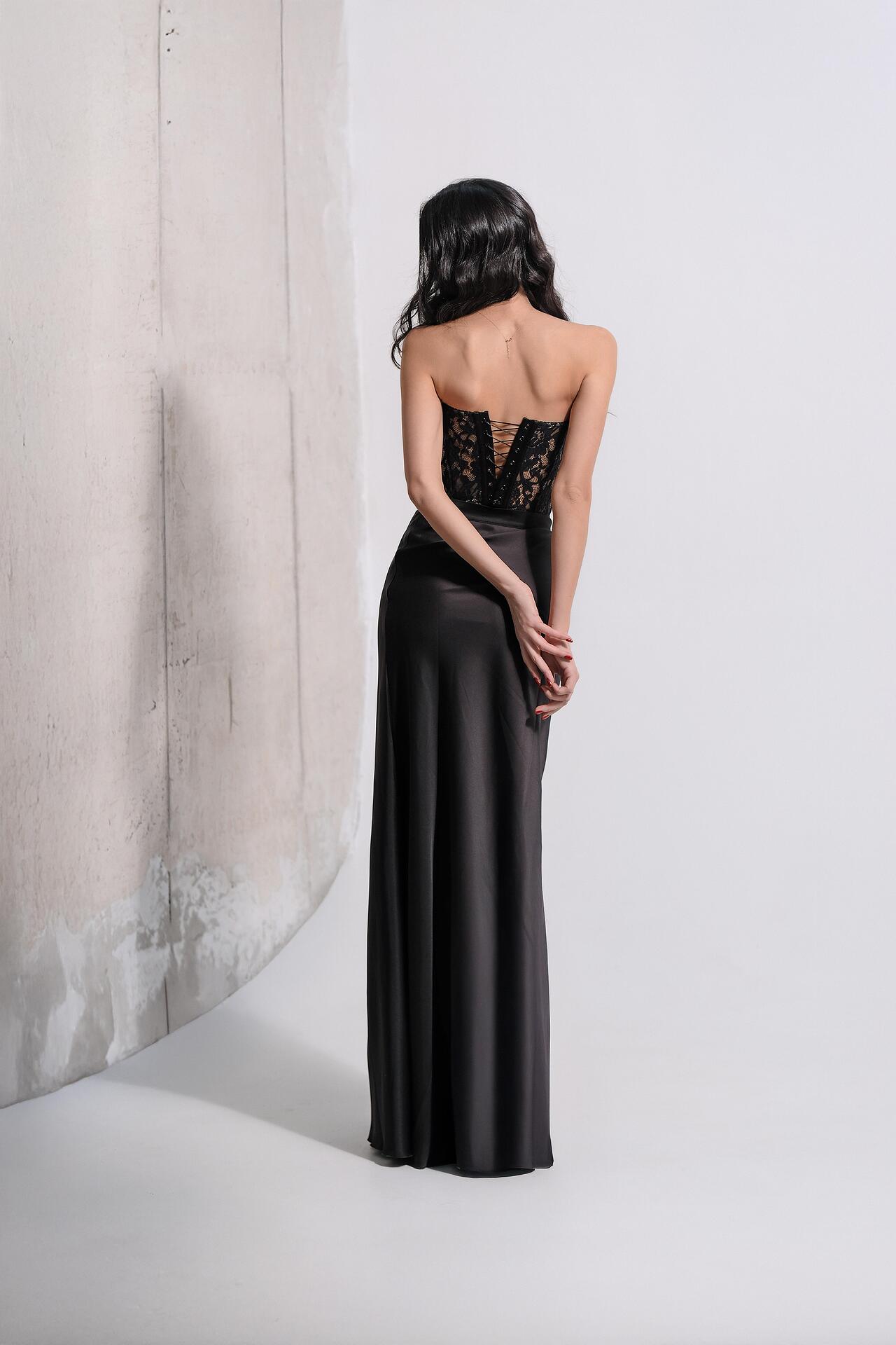 Short corset from premium collection in black: Arabesque 
