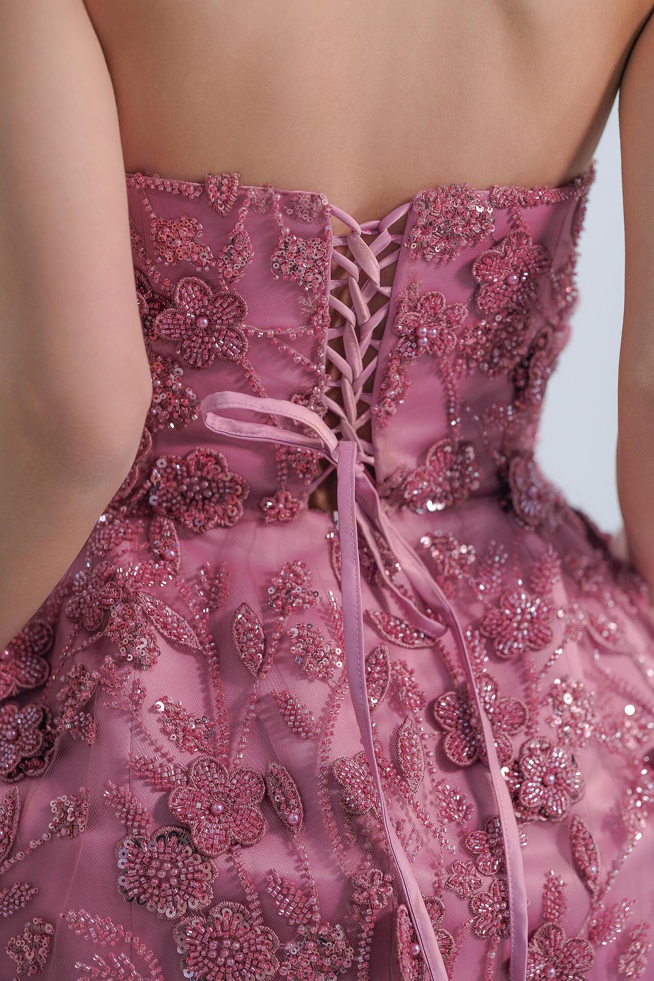 Short corset dress with crystals in pink: Medeline