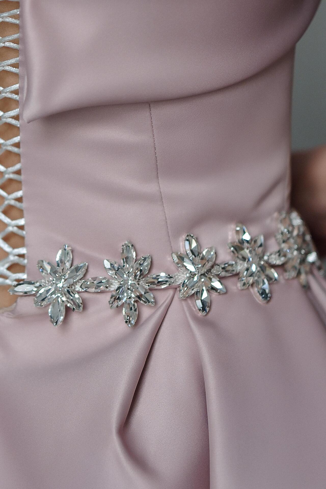 Short dress made of American satin in pink: Sofia