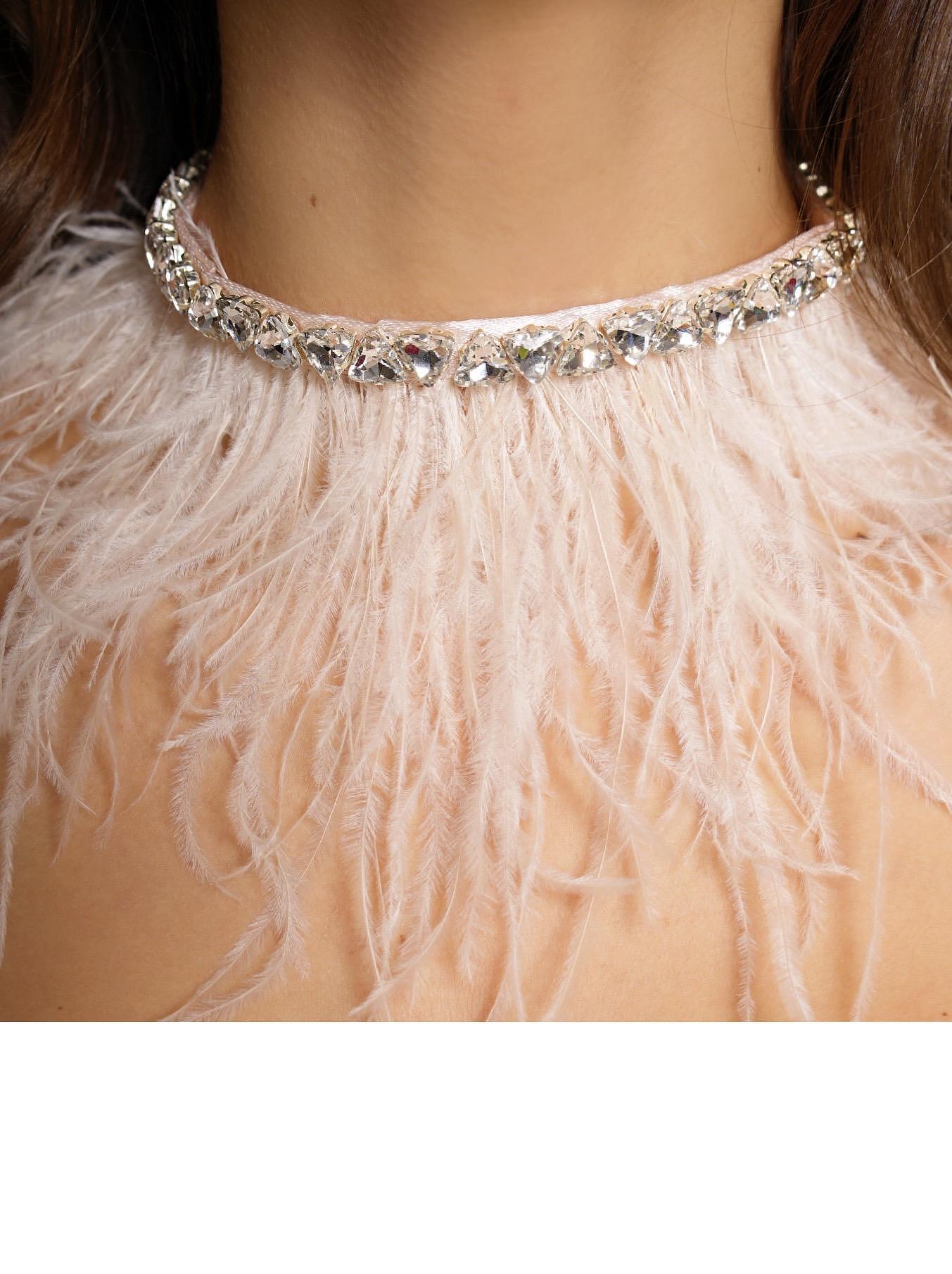Necklace with ostrich feathers and crystals