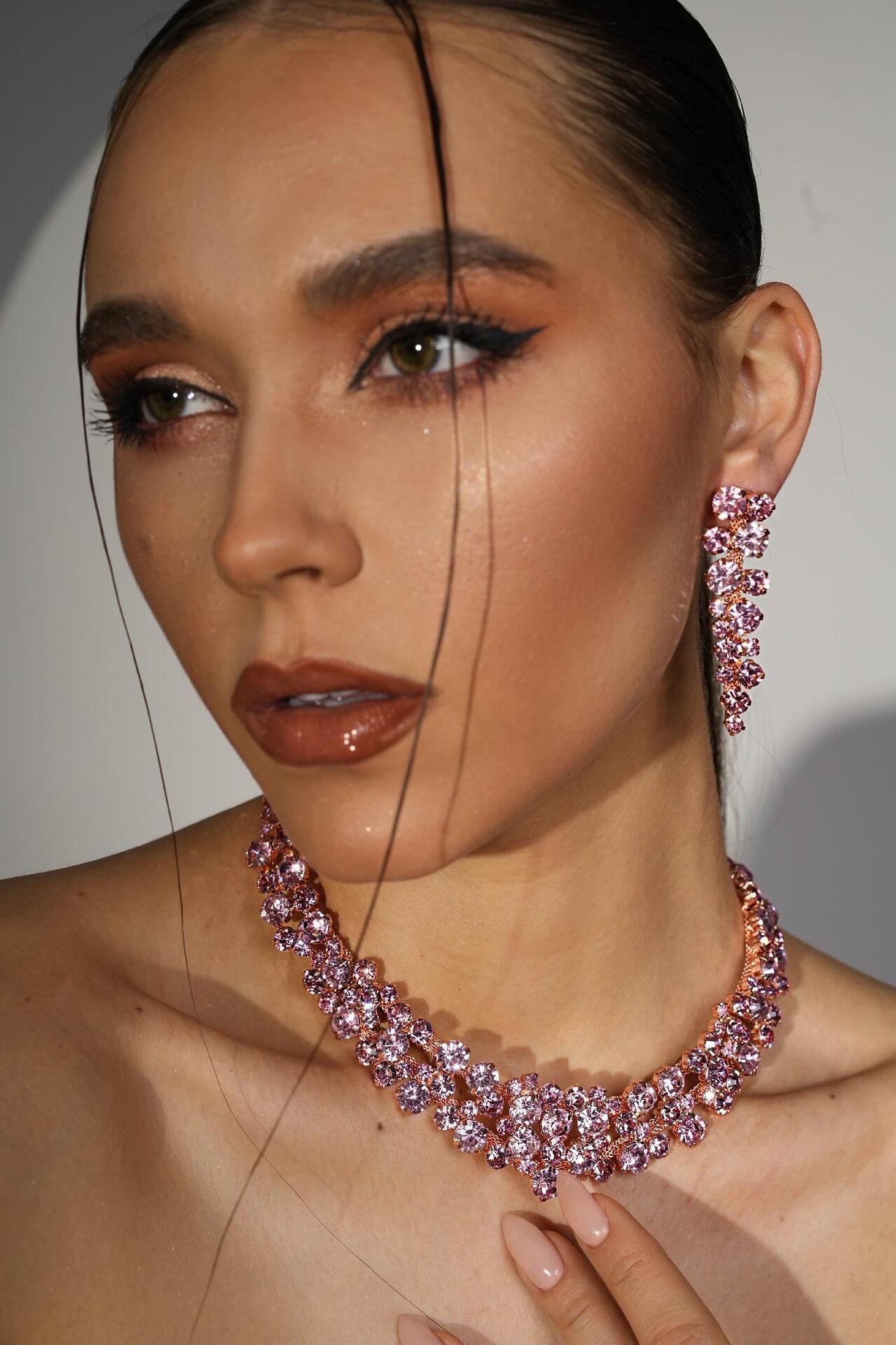 Set: Rose Gold necklace/earrings