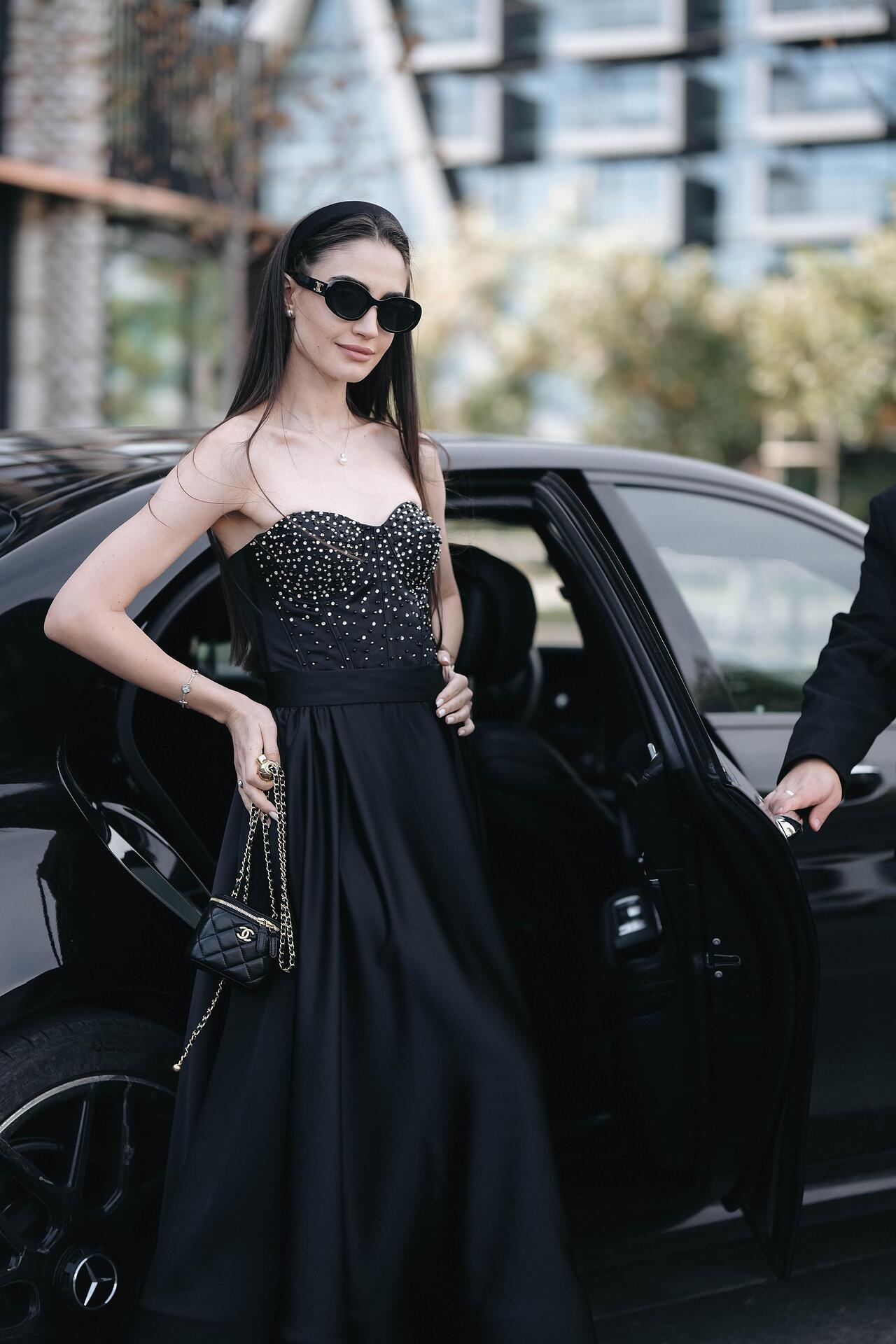 Corset with hand-sewn stones and crystals: Catwoman
