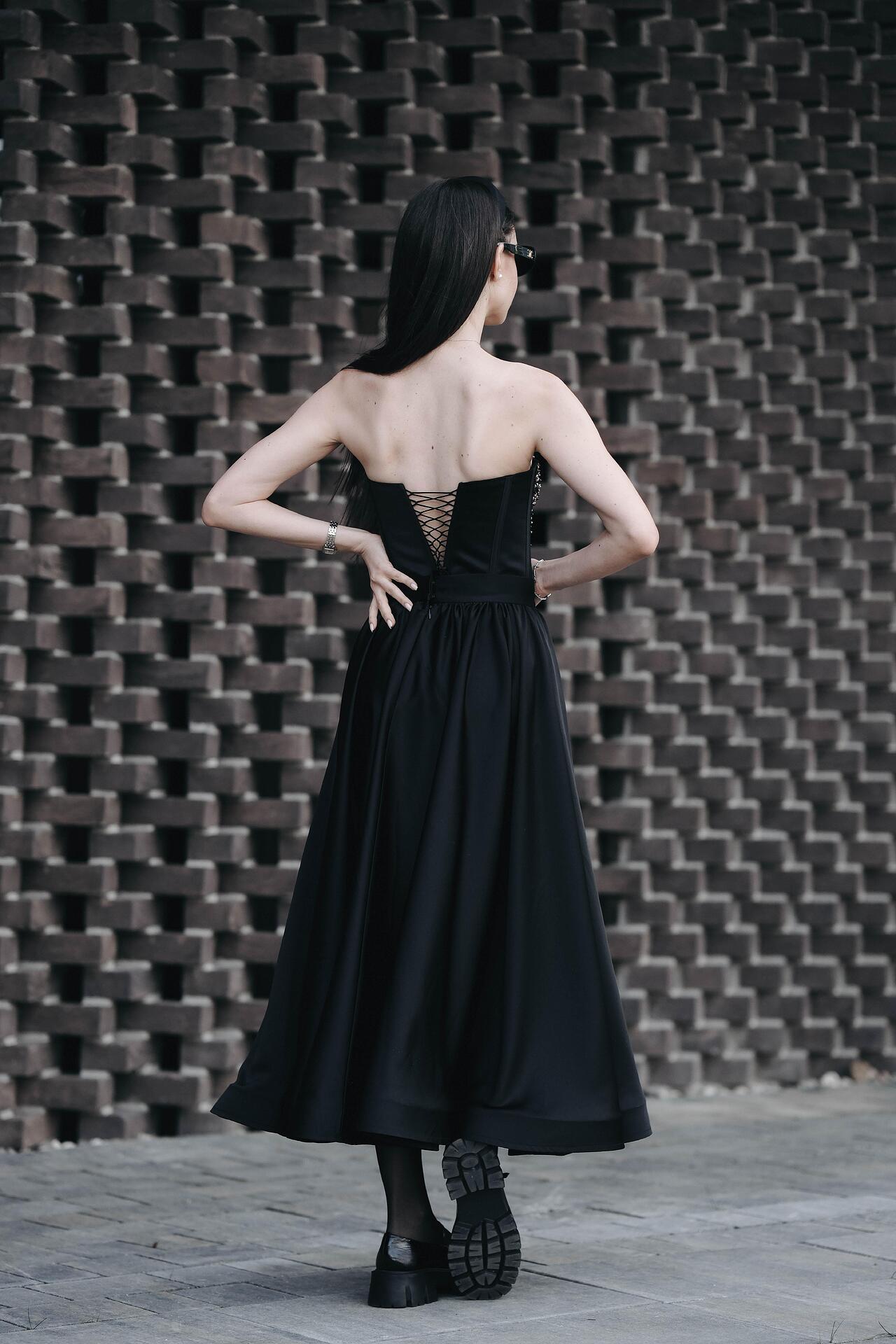 Corset with hand-sewn stones and crystals: Catwoman