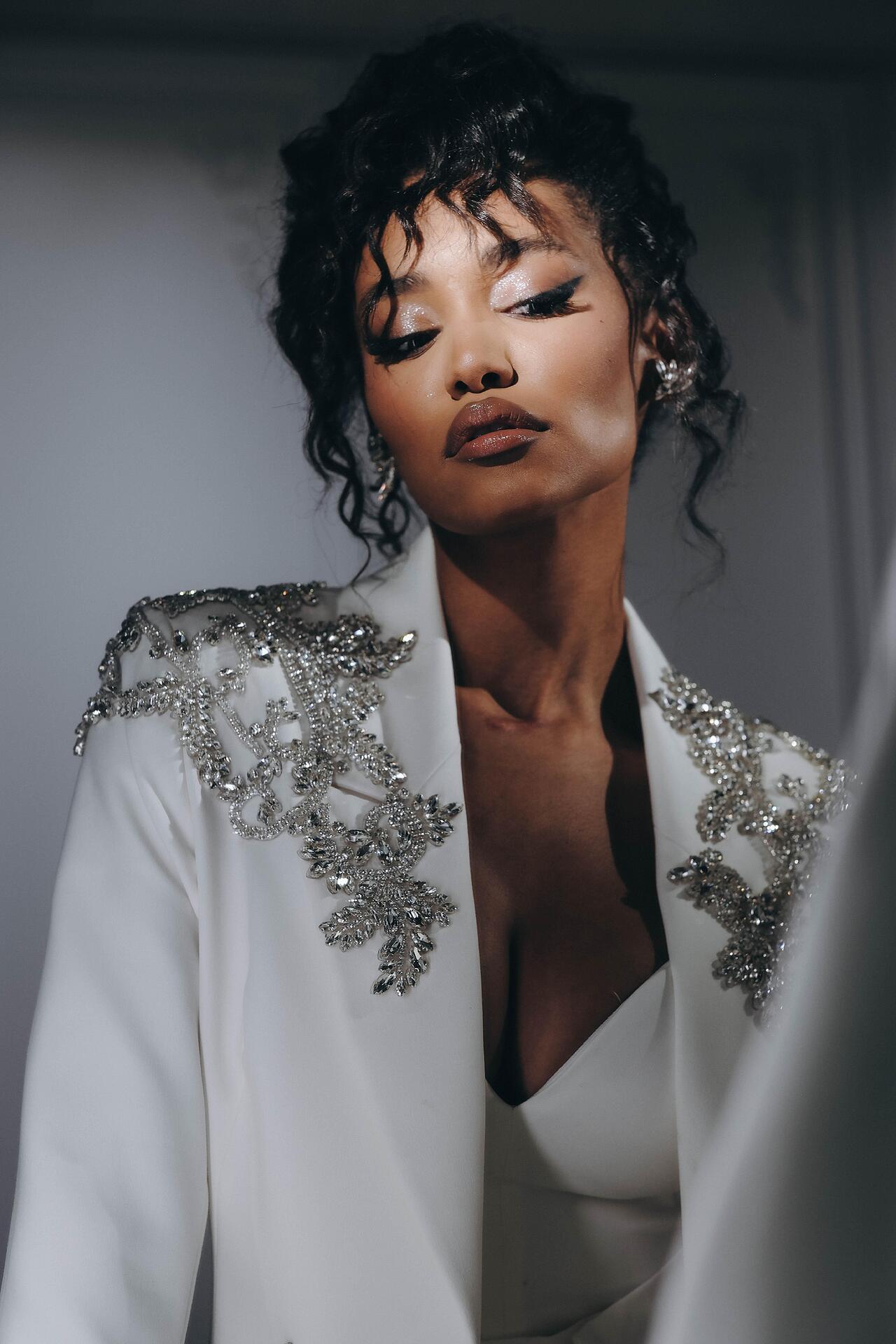 Three-piece suit with Swarovski stones and crystals 