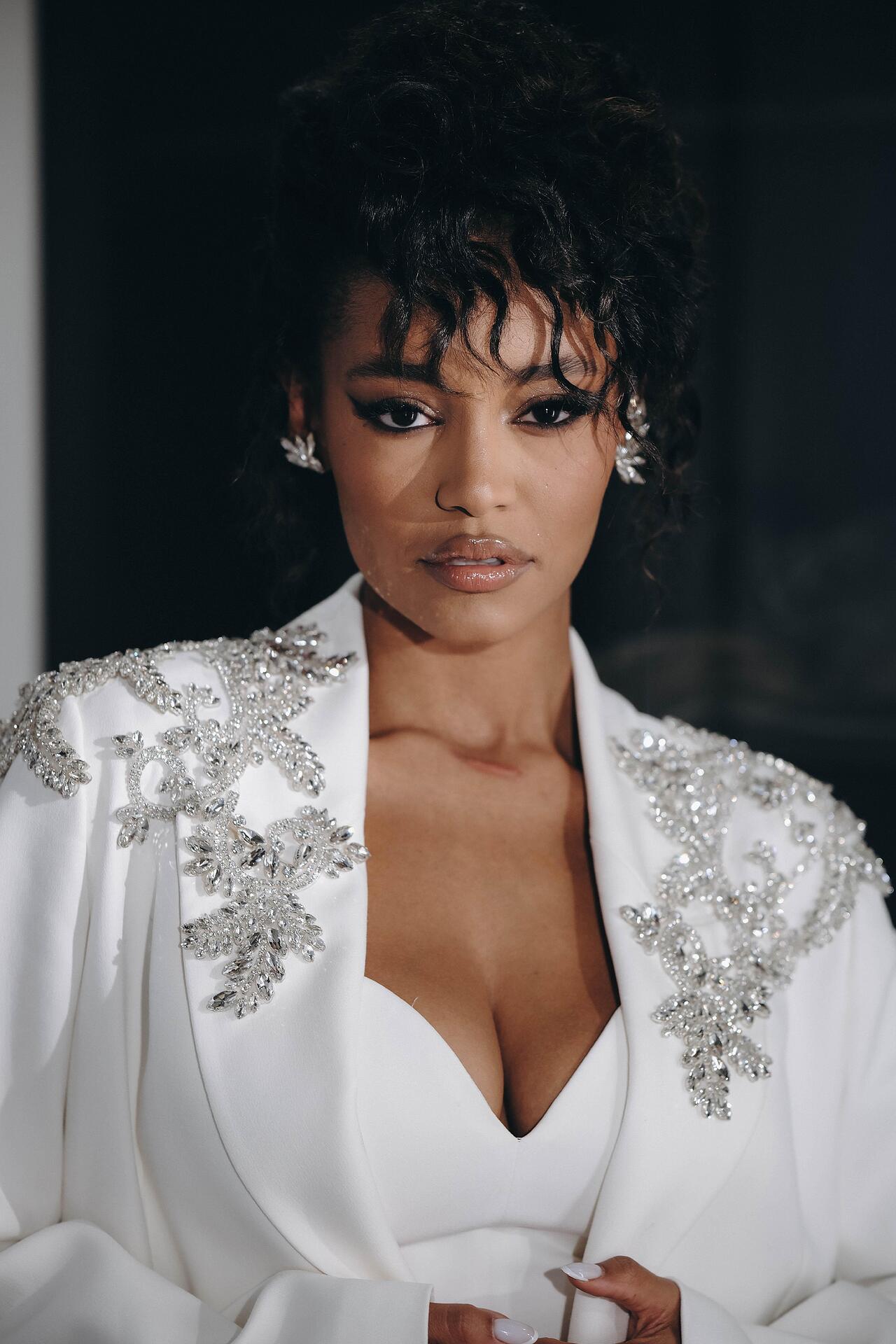 Three-piece suit with Swarovski stones and crystals 