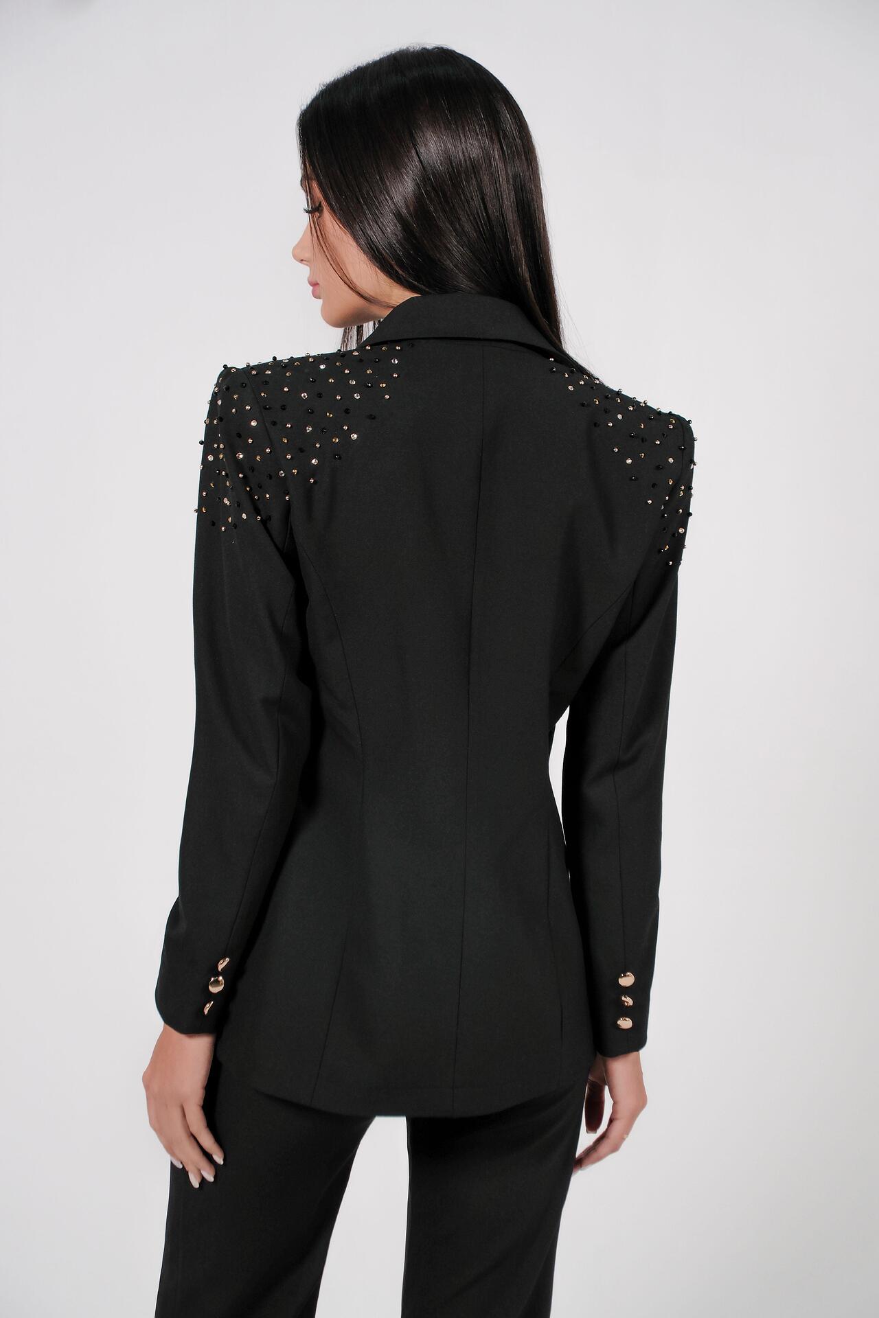 Three-piece suit with stones and crystals in black: Renew 