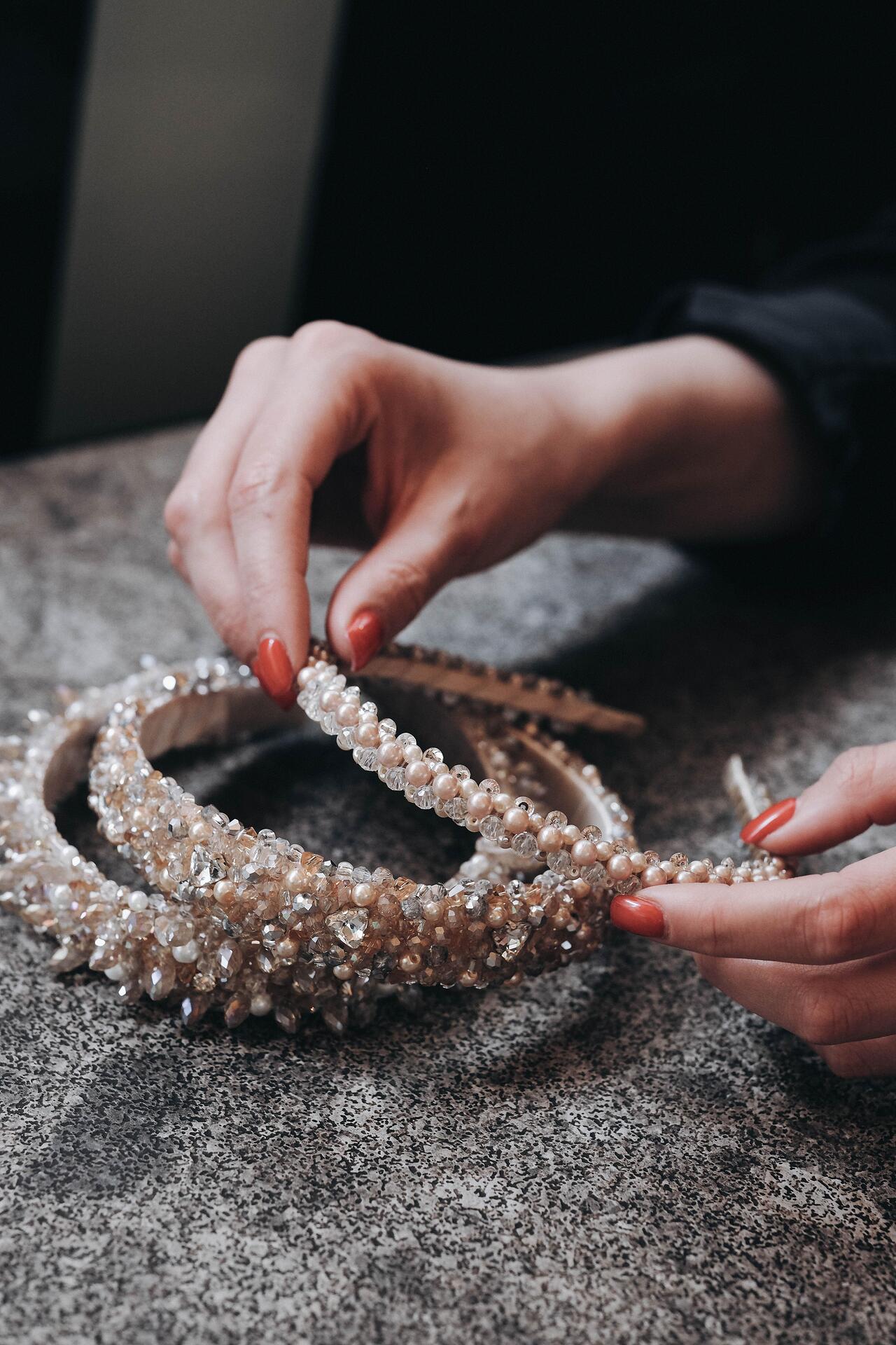 Delicate body-colored tiara