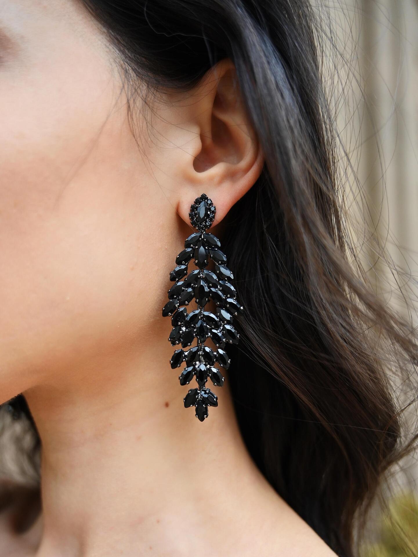 Earrings: Black Crystals