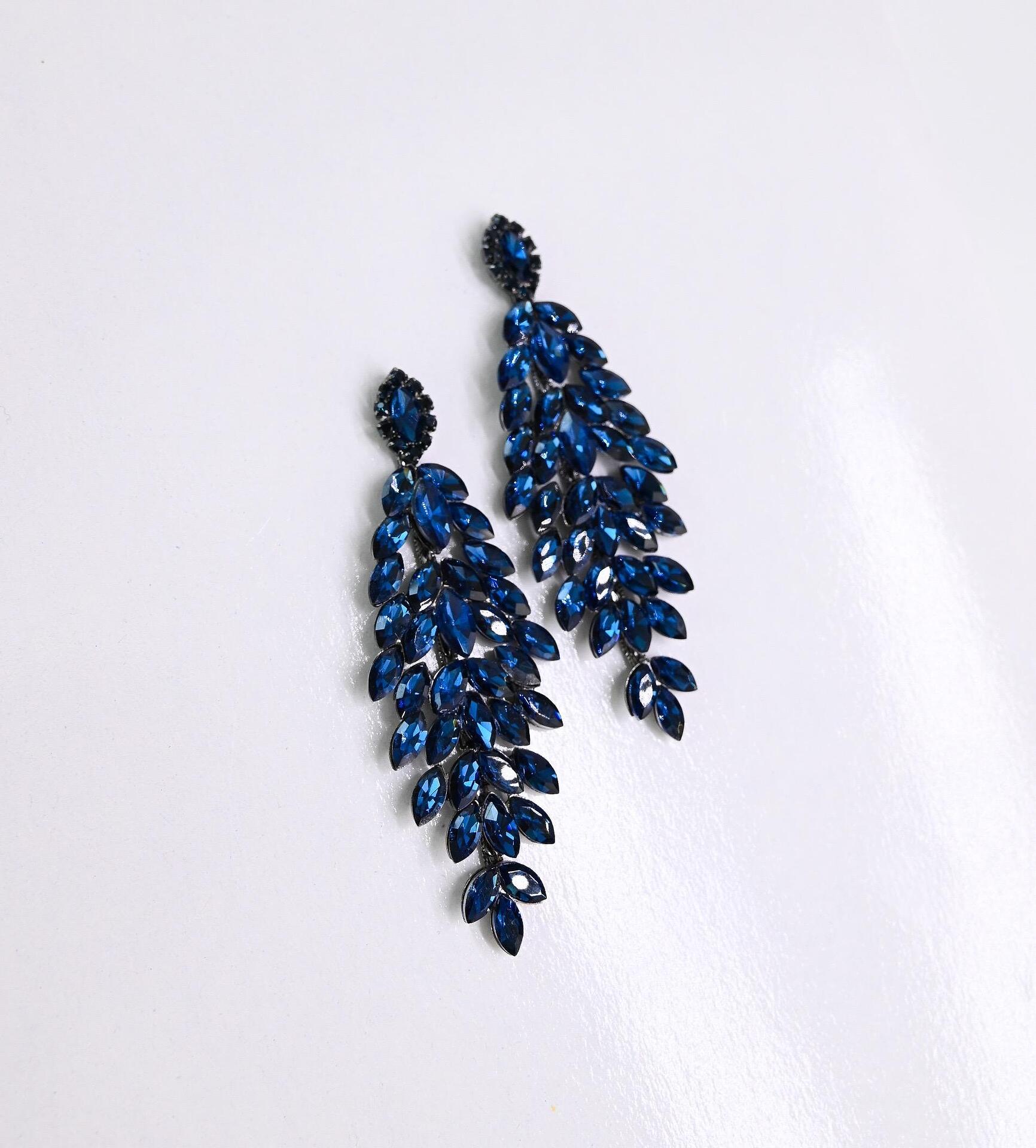 Earrings: Long Dark BluevEarrings