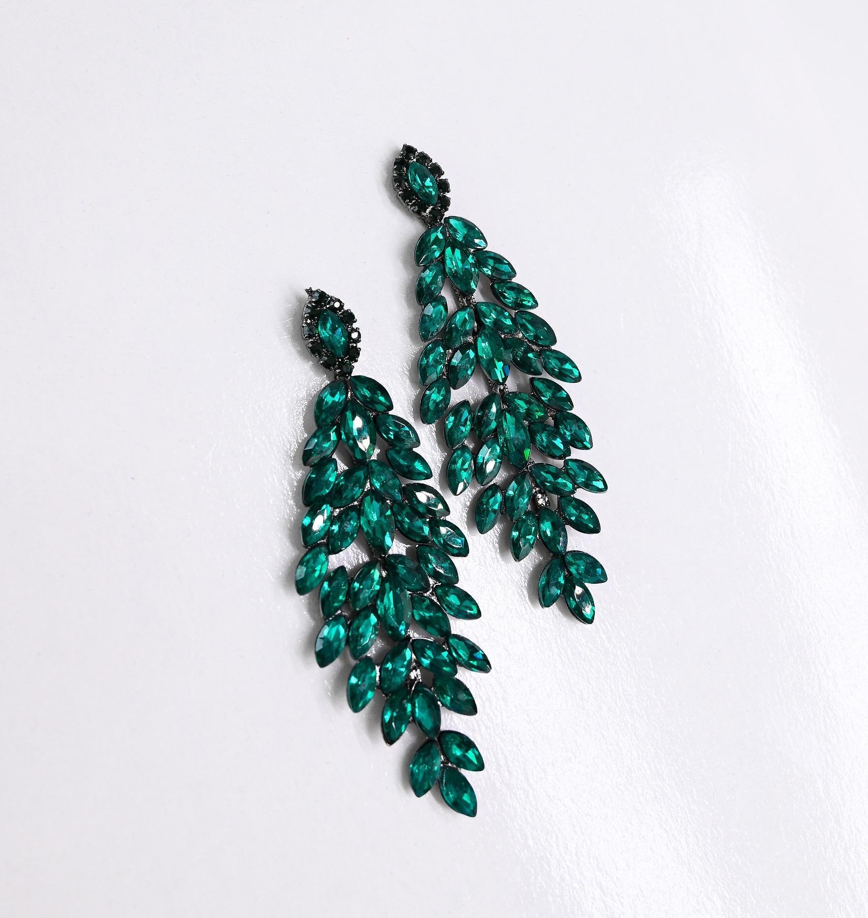 Earrings: Long Green Earrings