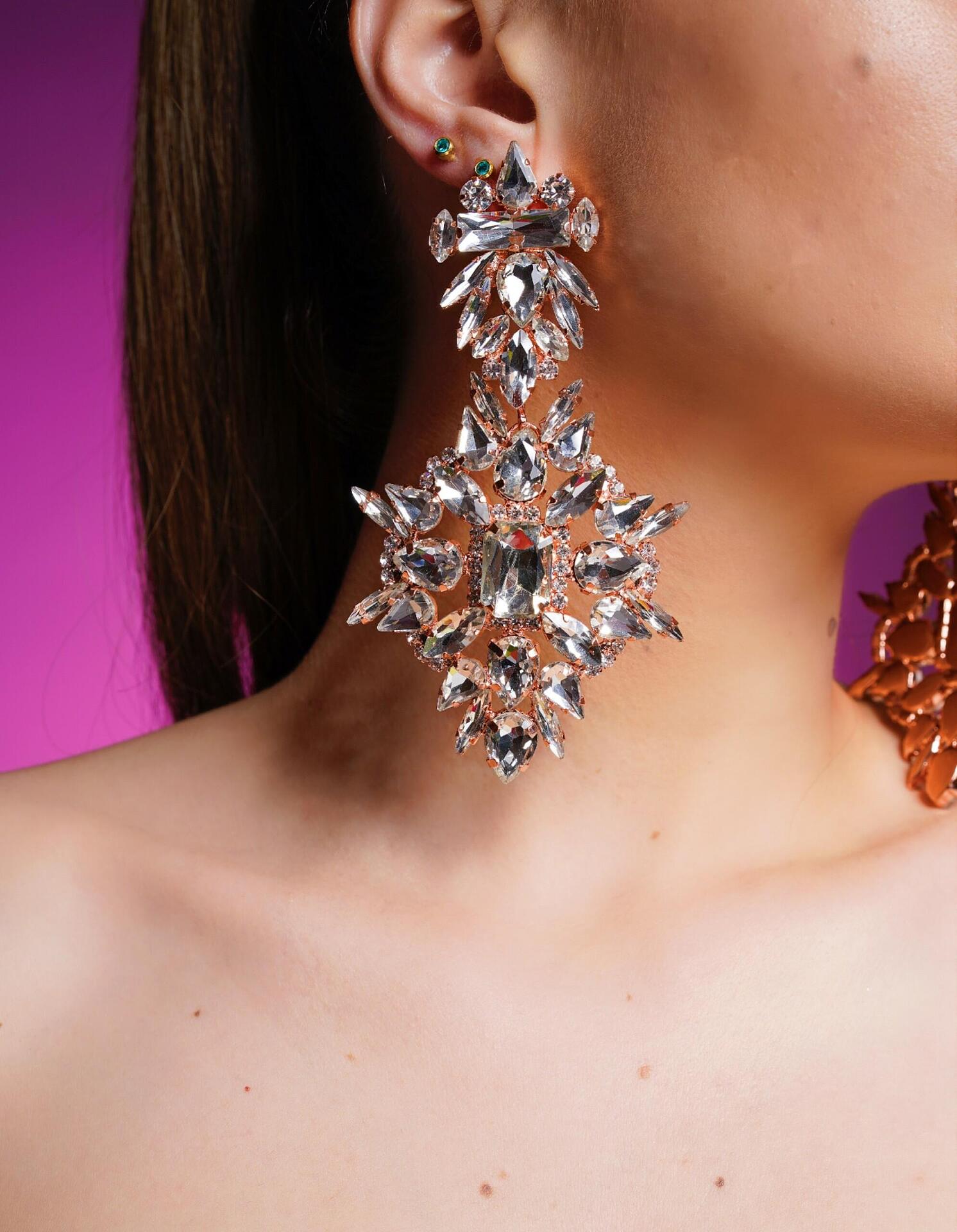 Earrings: MAXI Volume Rose/Silver Earrings