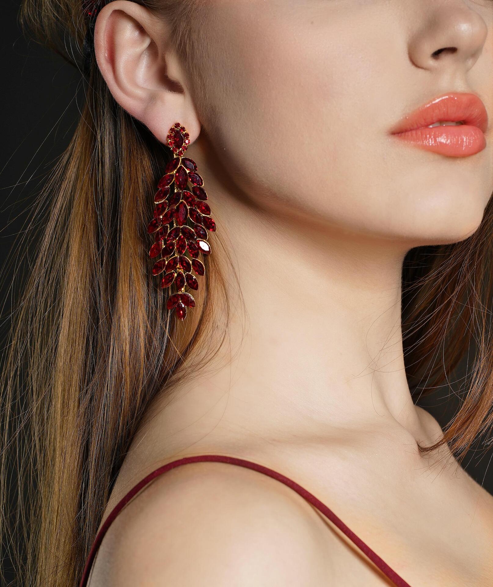 Earrings: Red Long Earrings
