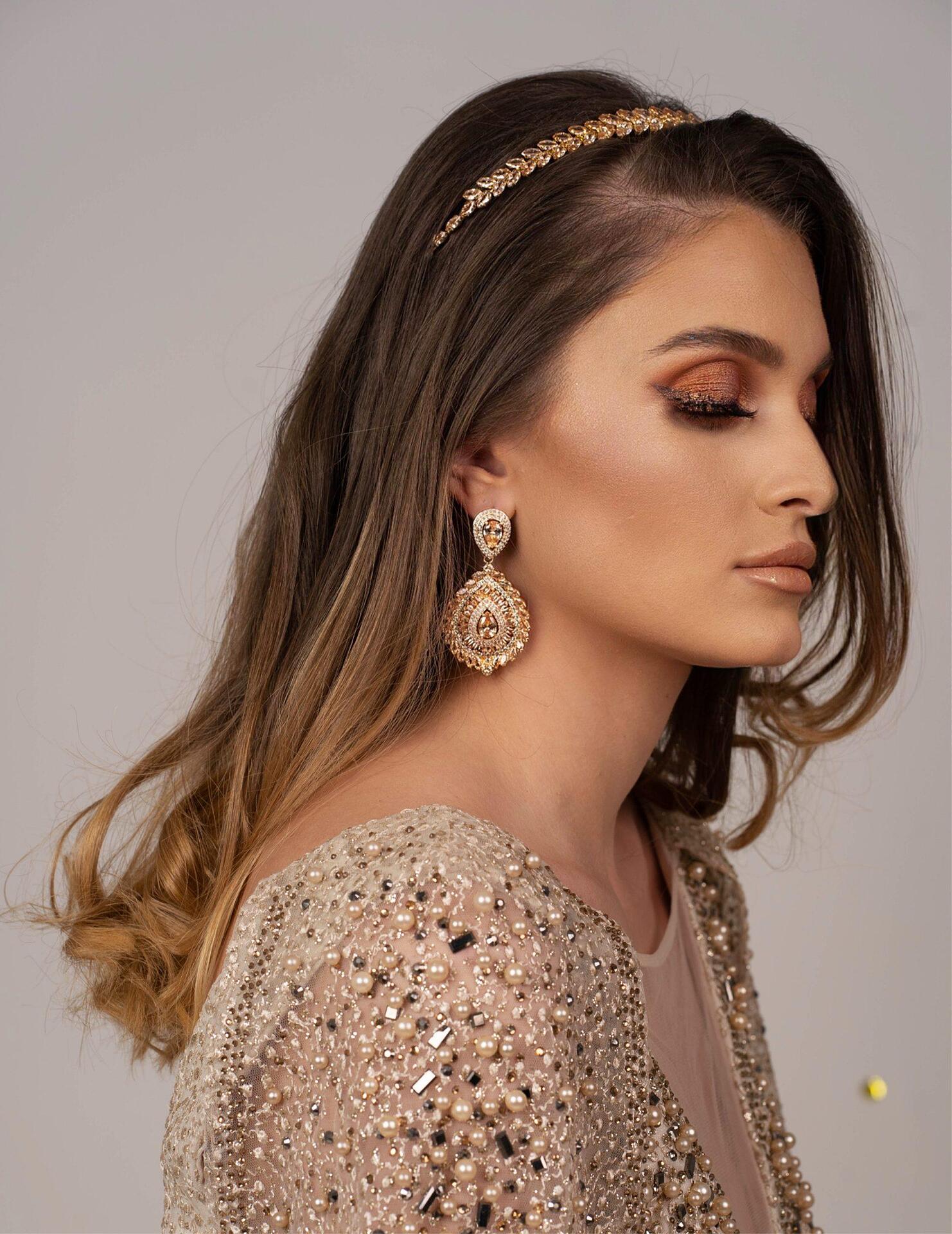 Earrings: Volume Gold Zirconium Earrings