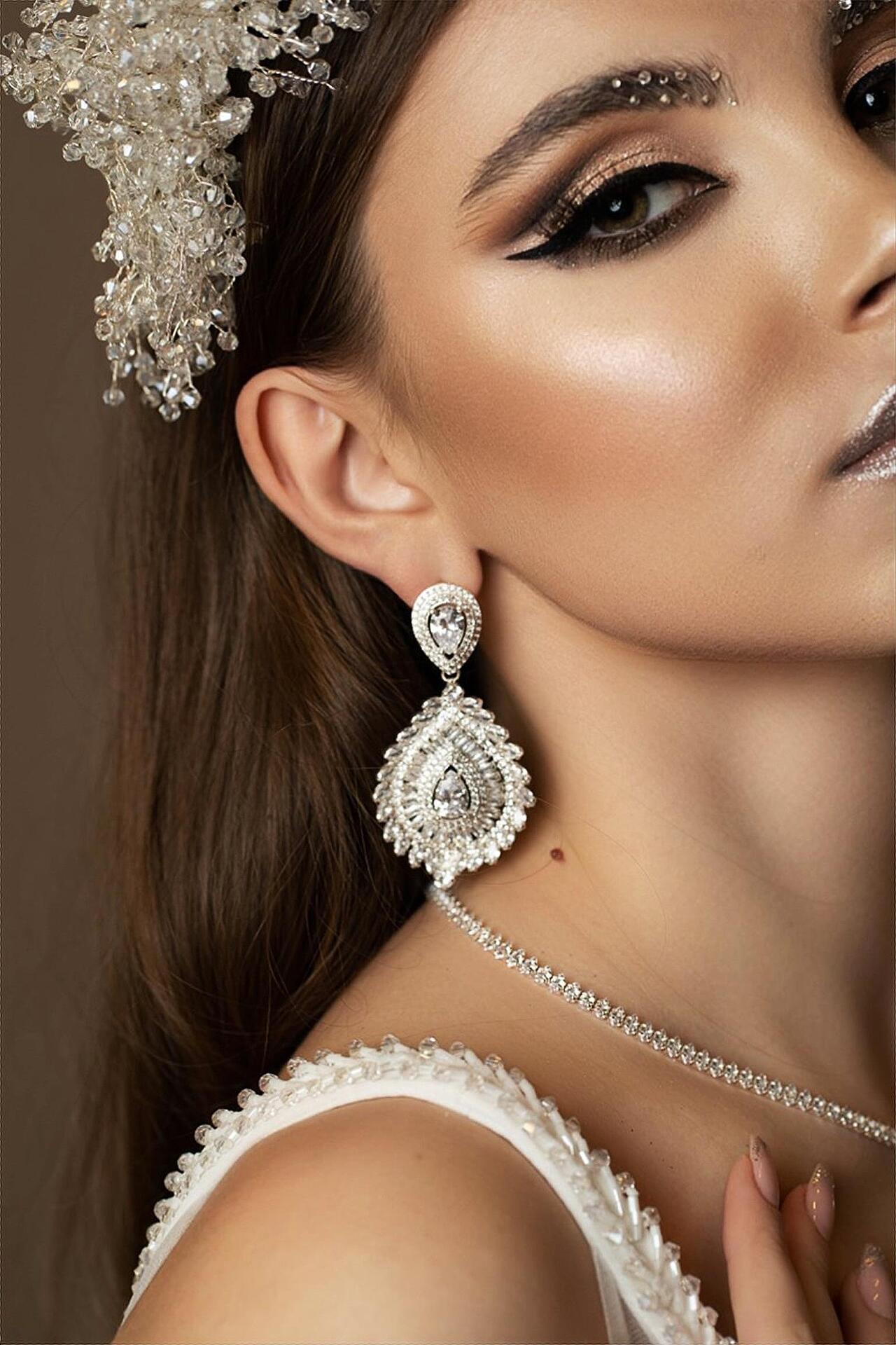 Earrings: Volume Silver Zirconium Earrings