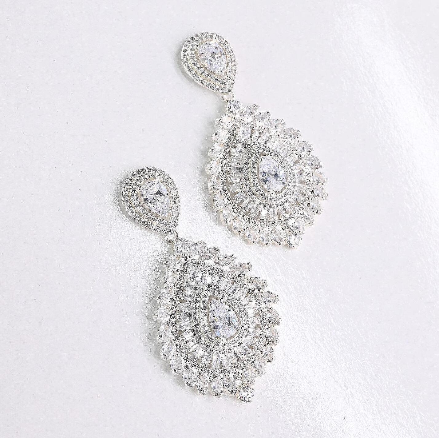 Earrings: Volume Silver Zirconium Earrings