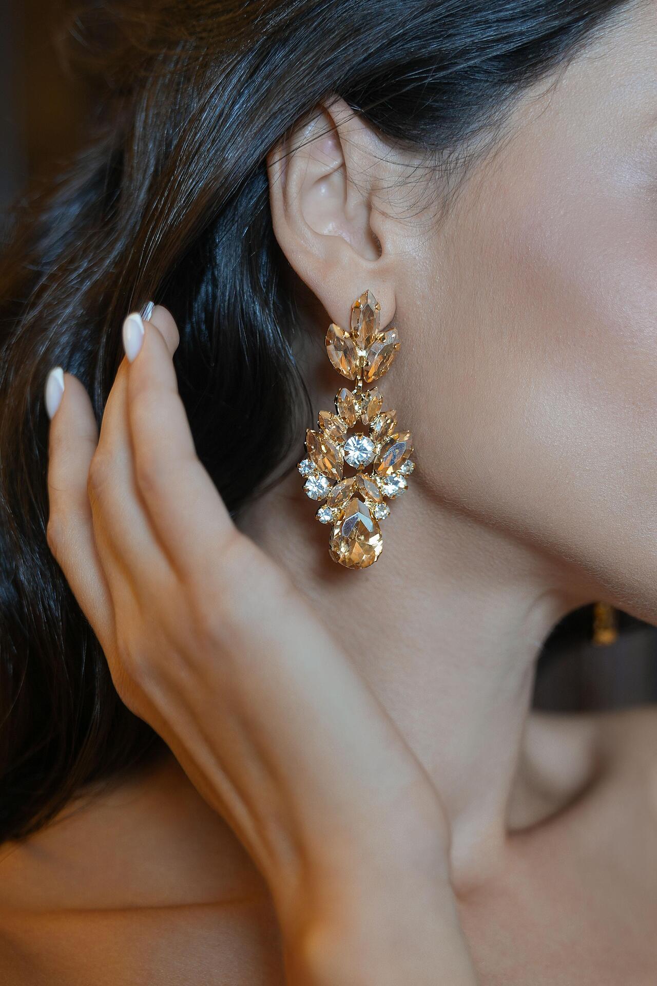 Earrings in gold: Quartz 