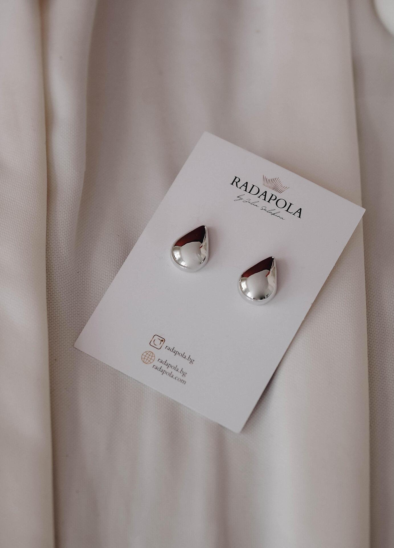 Mirrored teardrop silver earrings 