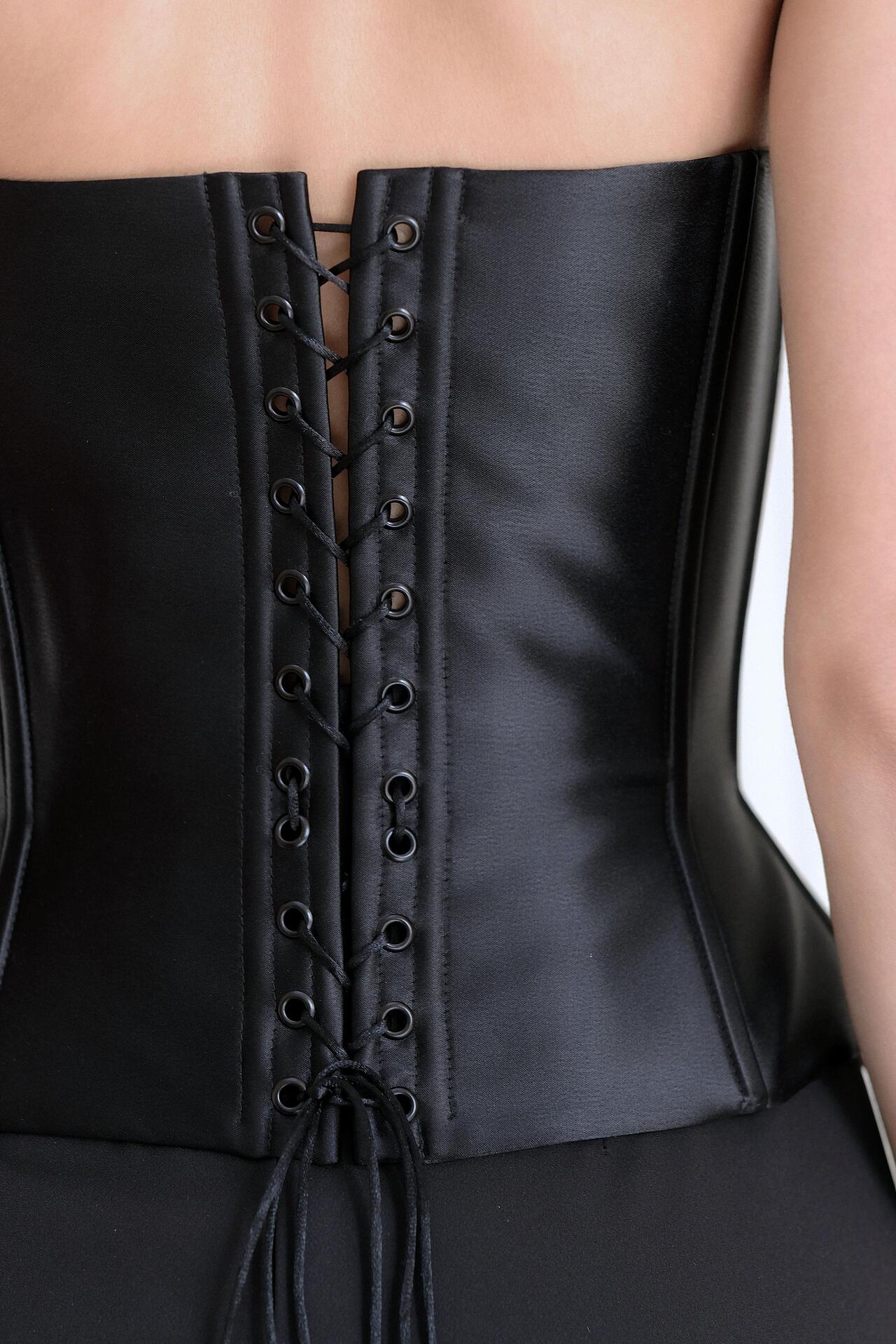 Thick corset from premium collection in black: Velouris 